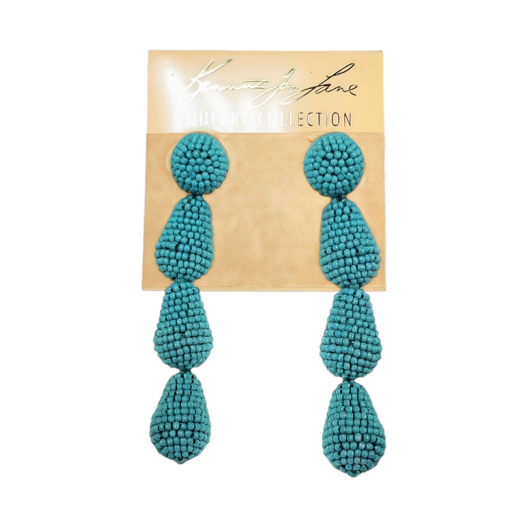 3.5" Turquoise Seed Bead Drop Earring