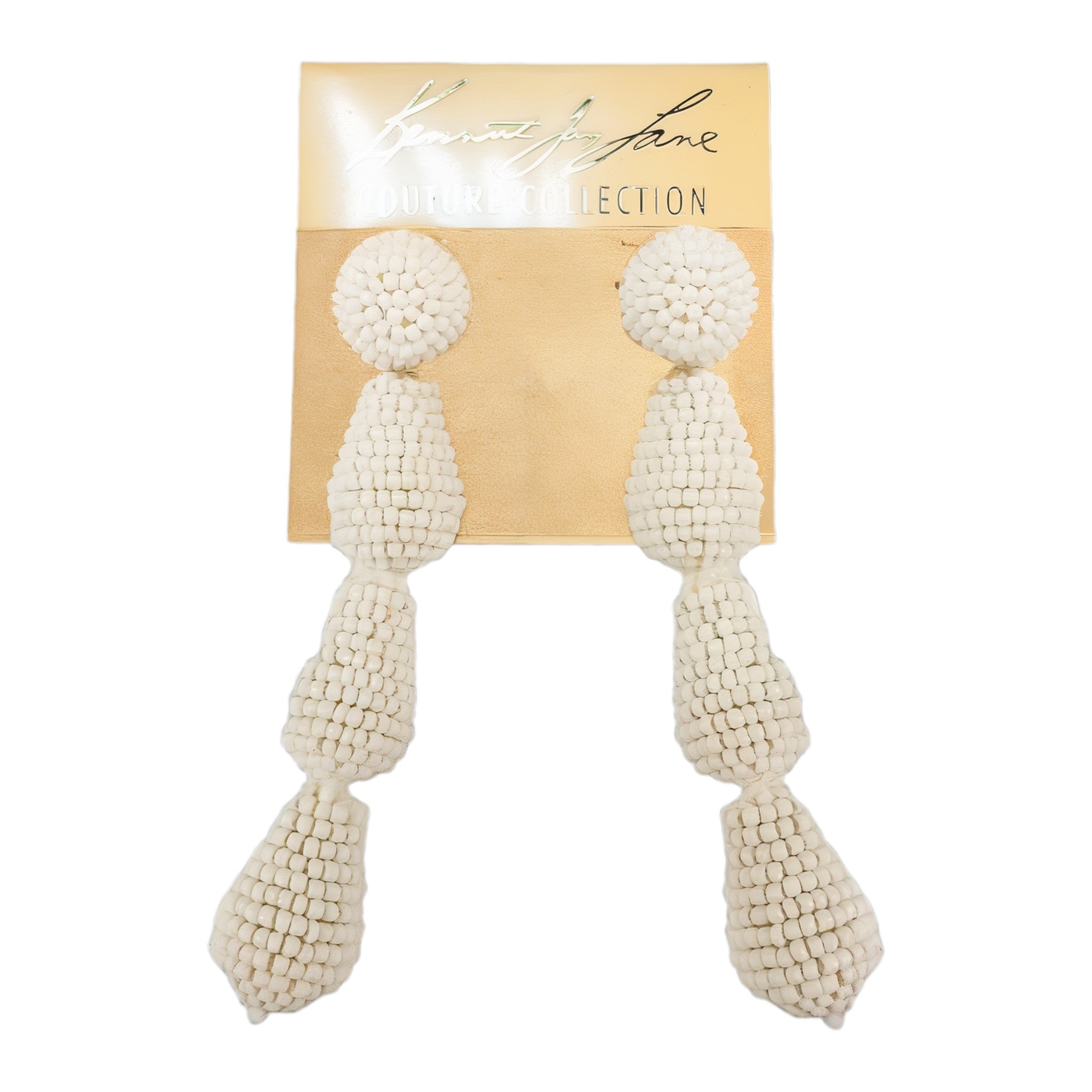 3.5" White Seed Bead Drop Earring