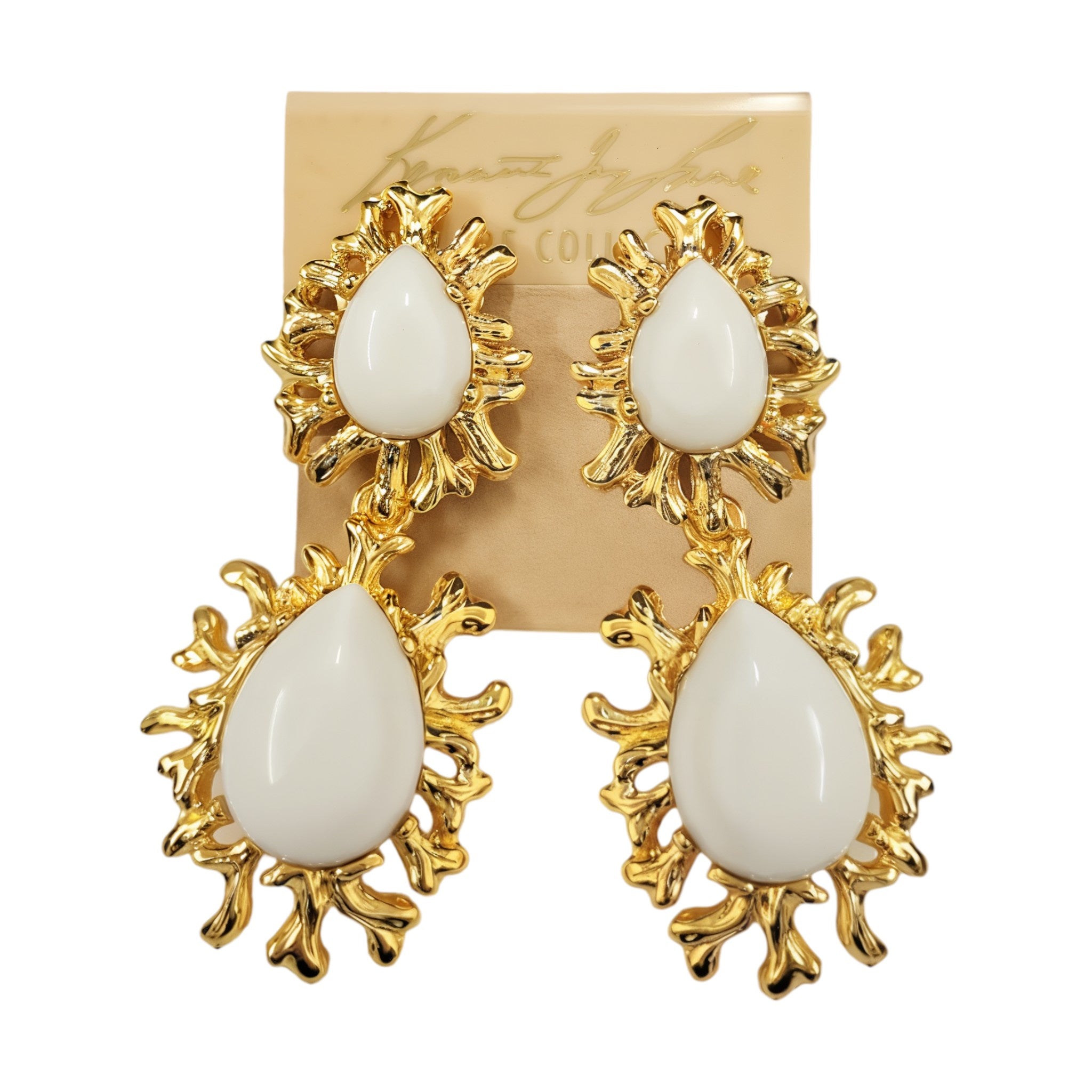 Gold Sea Branch Drop Clip Earring
