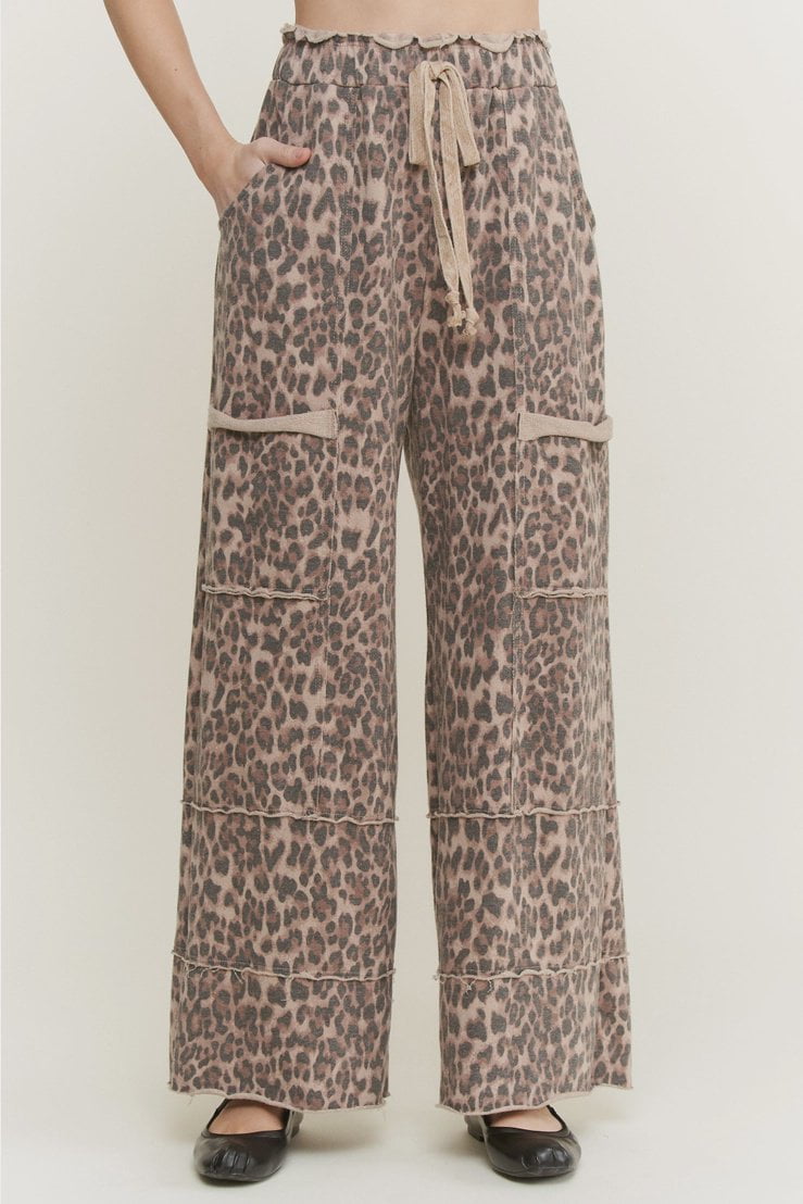 Leopard Wide Leg Pants / Mocha