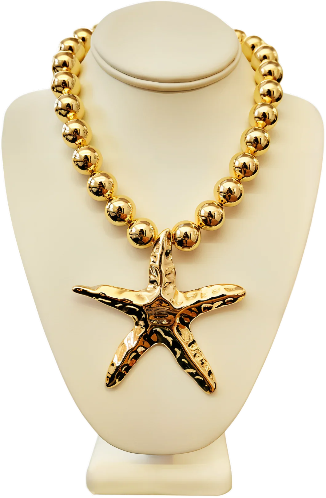 15-19" Gold Bead Necklace w/ Starfish