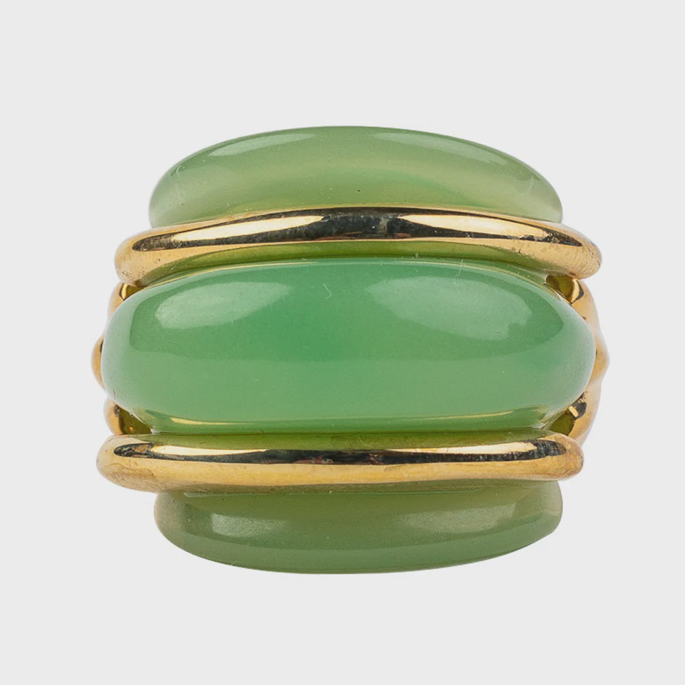 Double Ribbed Jade Adjustable Ring
