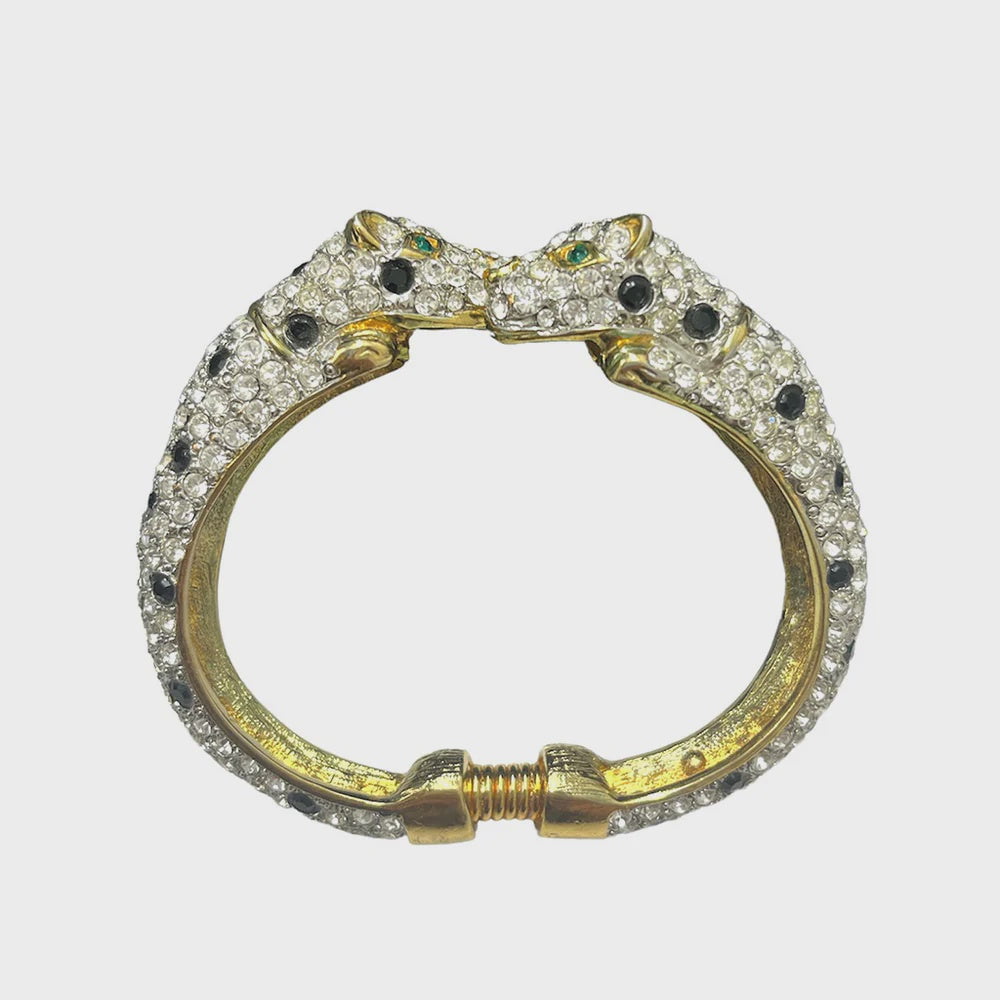 Leopard Bracelet / Gold + Rhinestone