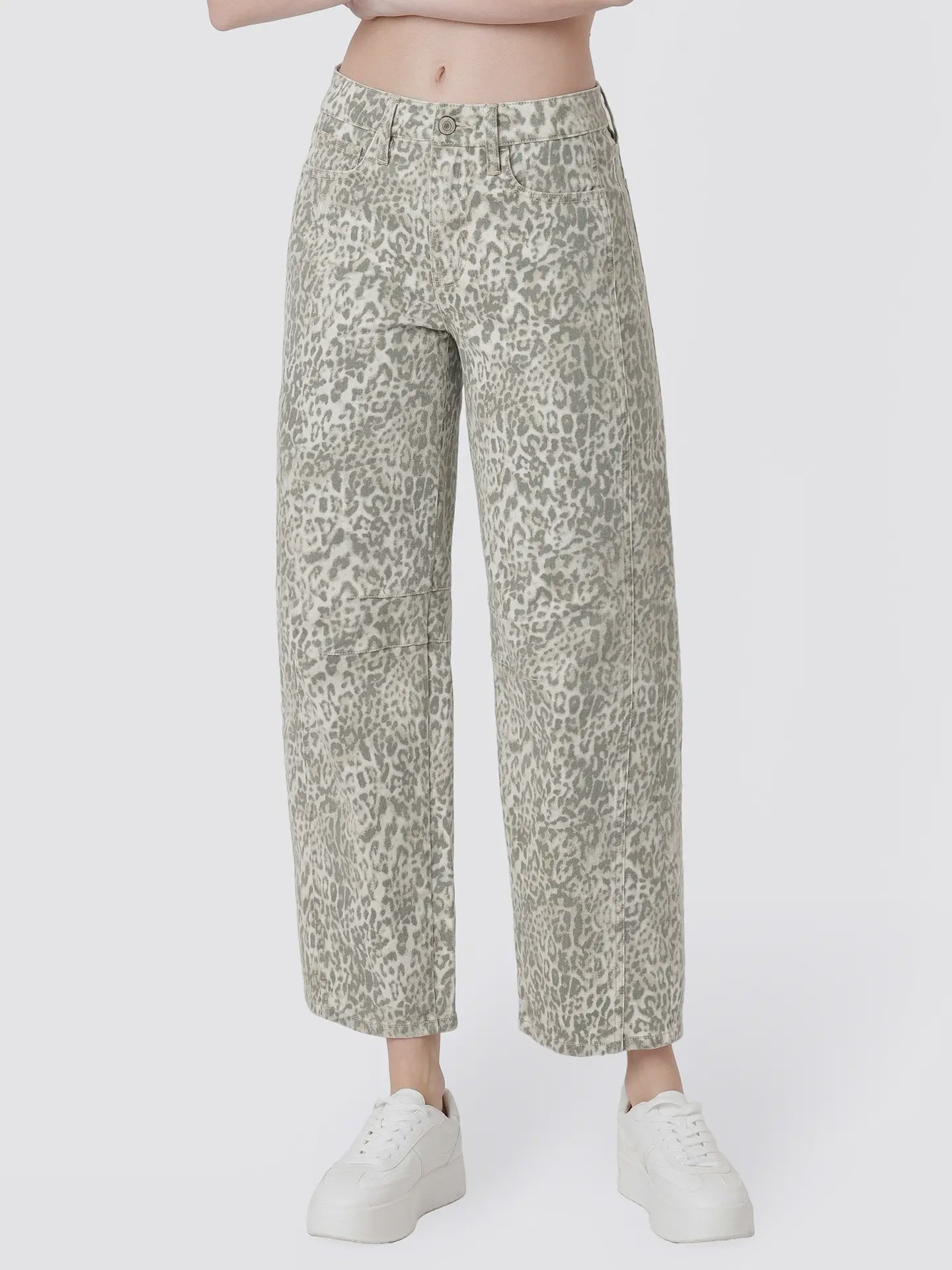 Leopard Print Barrel Jeans / Leopard
