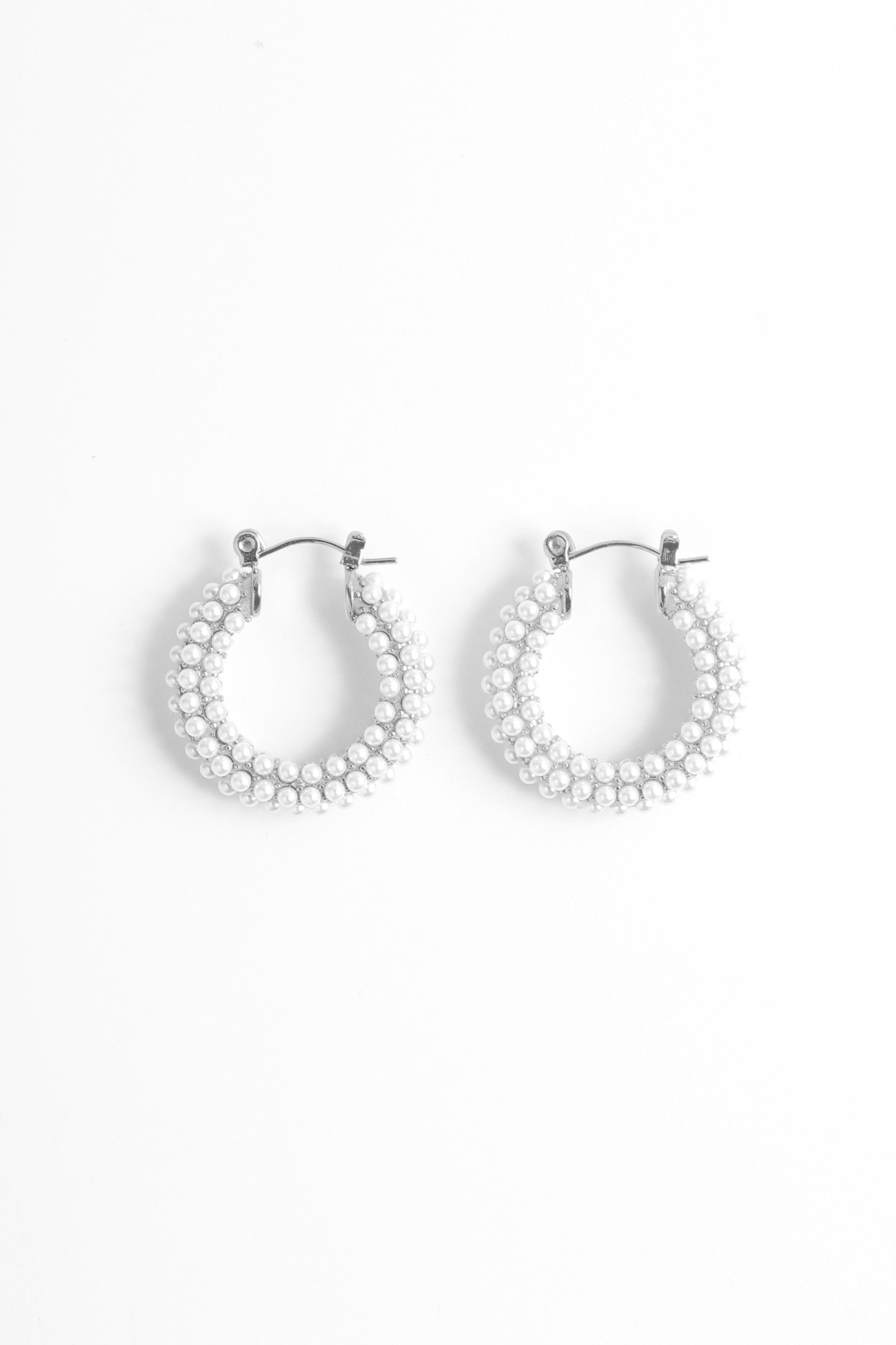Audrey Pearl Hoops - Silver