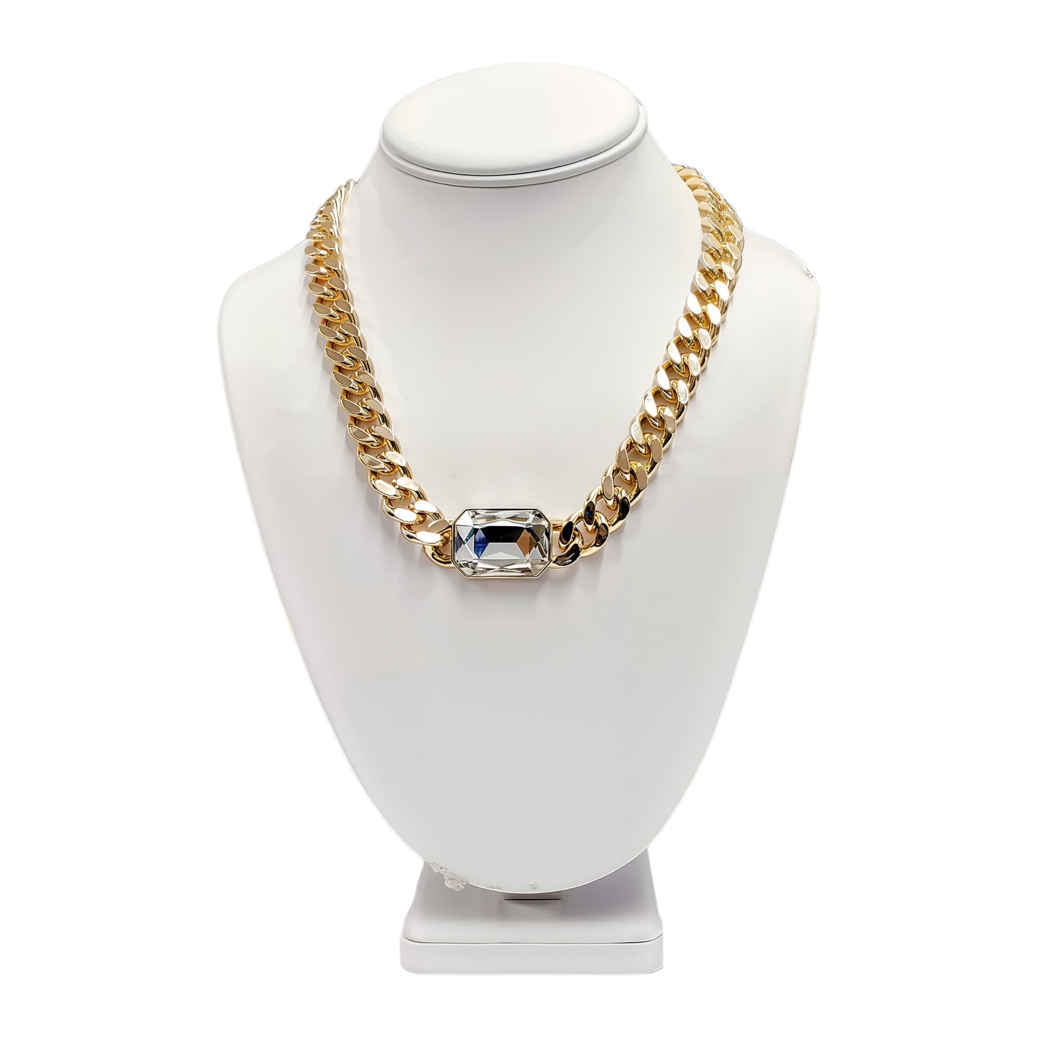 Gold Chain Necklace w/ Crystal