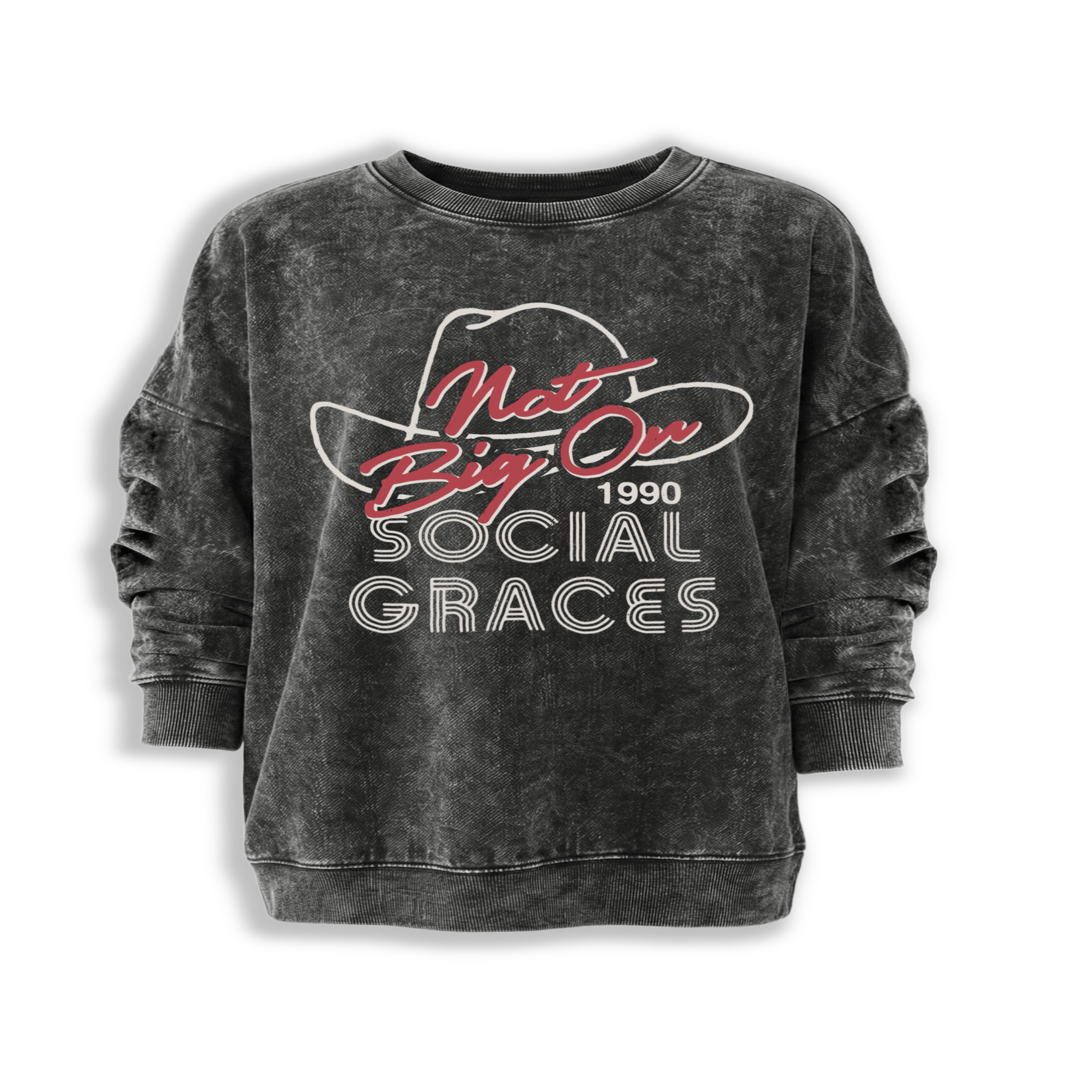 NOT BIG ON SOCIAL GRACES OVERSIZED SWEATSHIRT / Washed Black