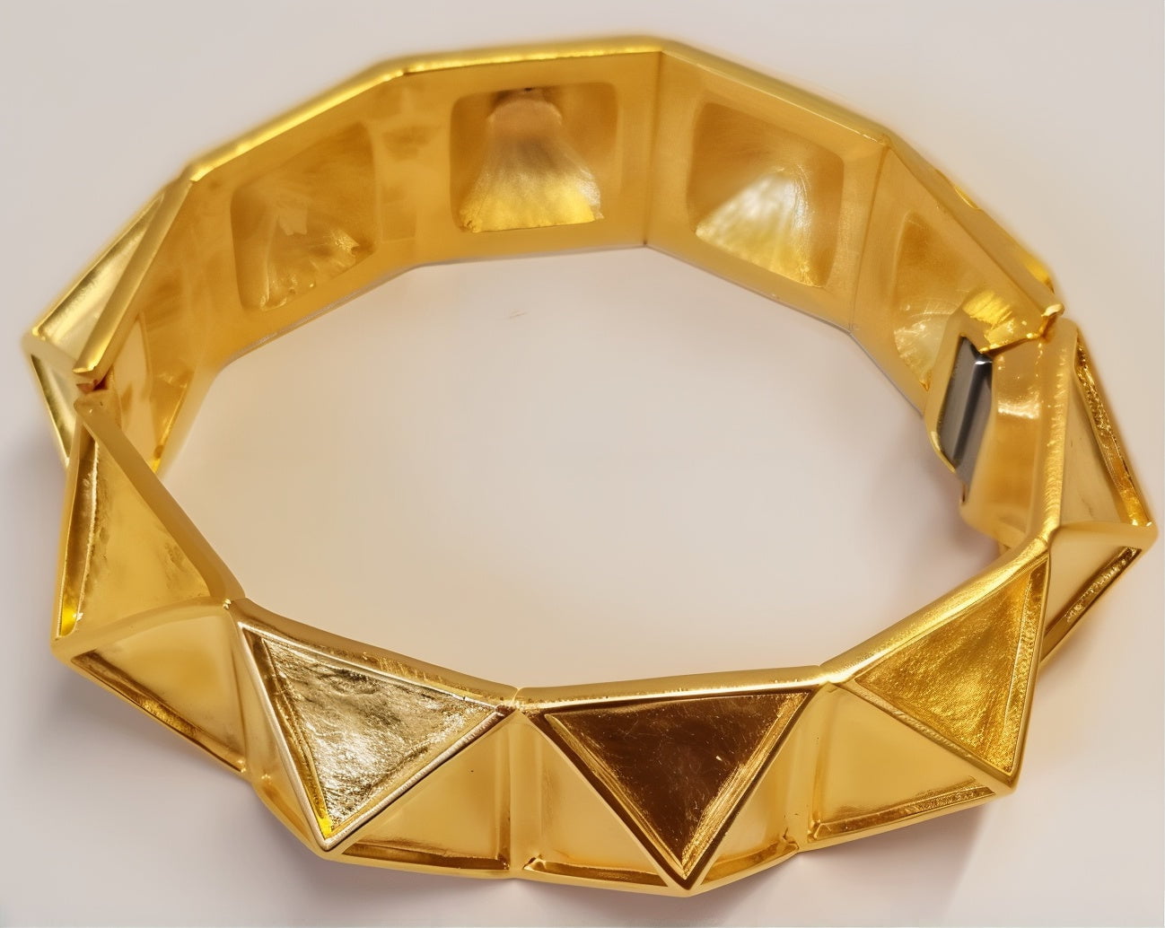 Gold Pyramid Hinged Bracelet