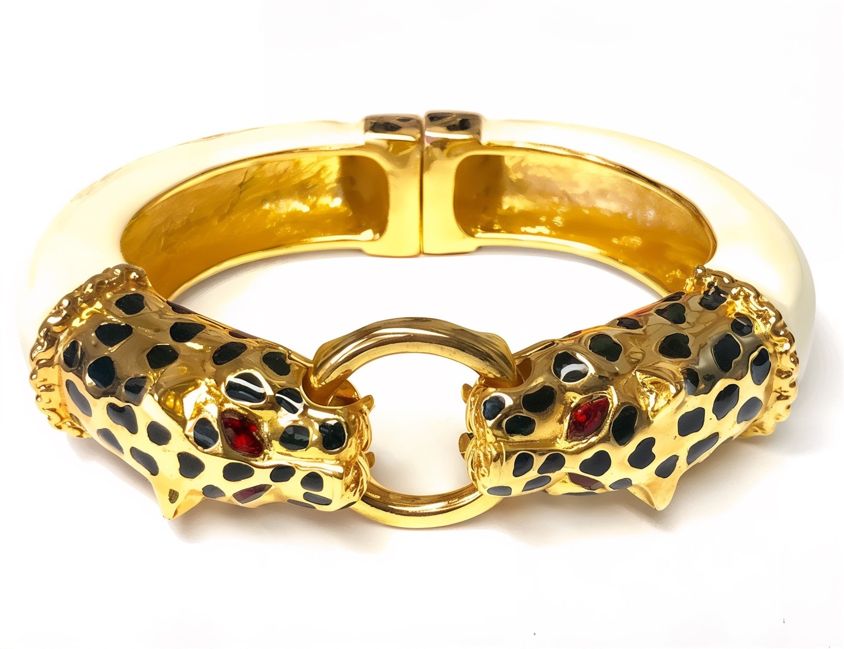 Double Leopard Bracelet / White Enamel