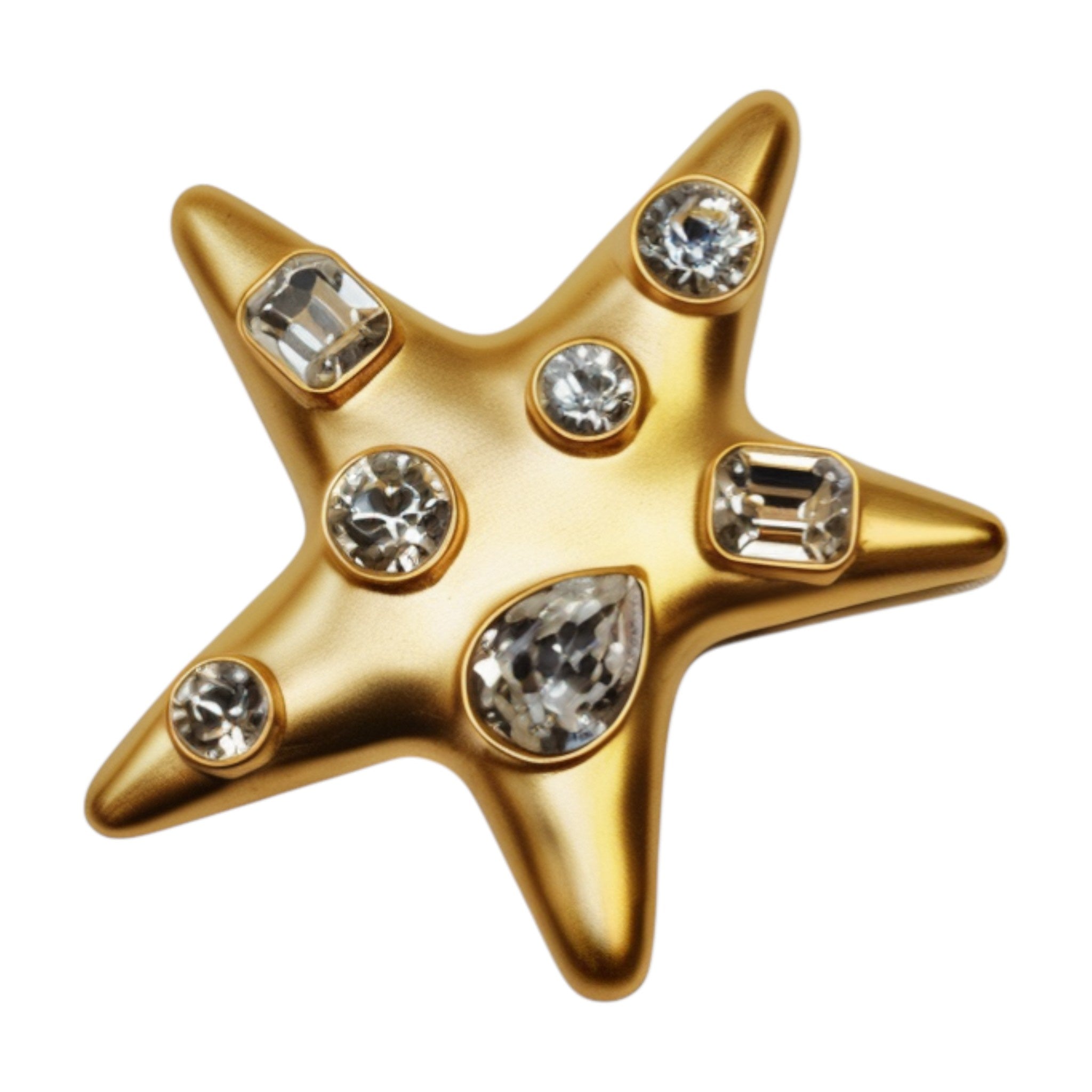 3.5" Gold Star Pin w/ Crystals