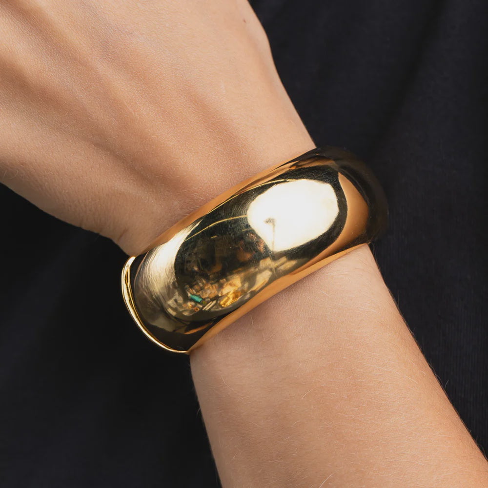 1" Domed Hinged Bracelet / Gold