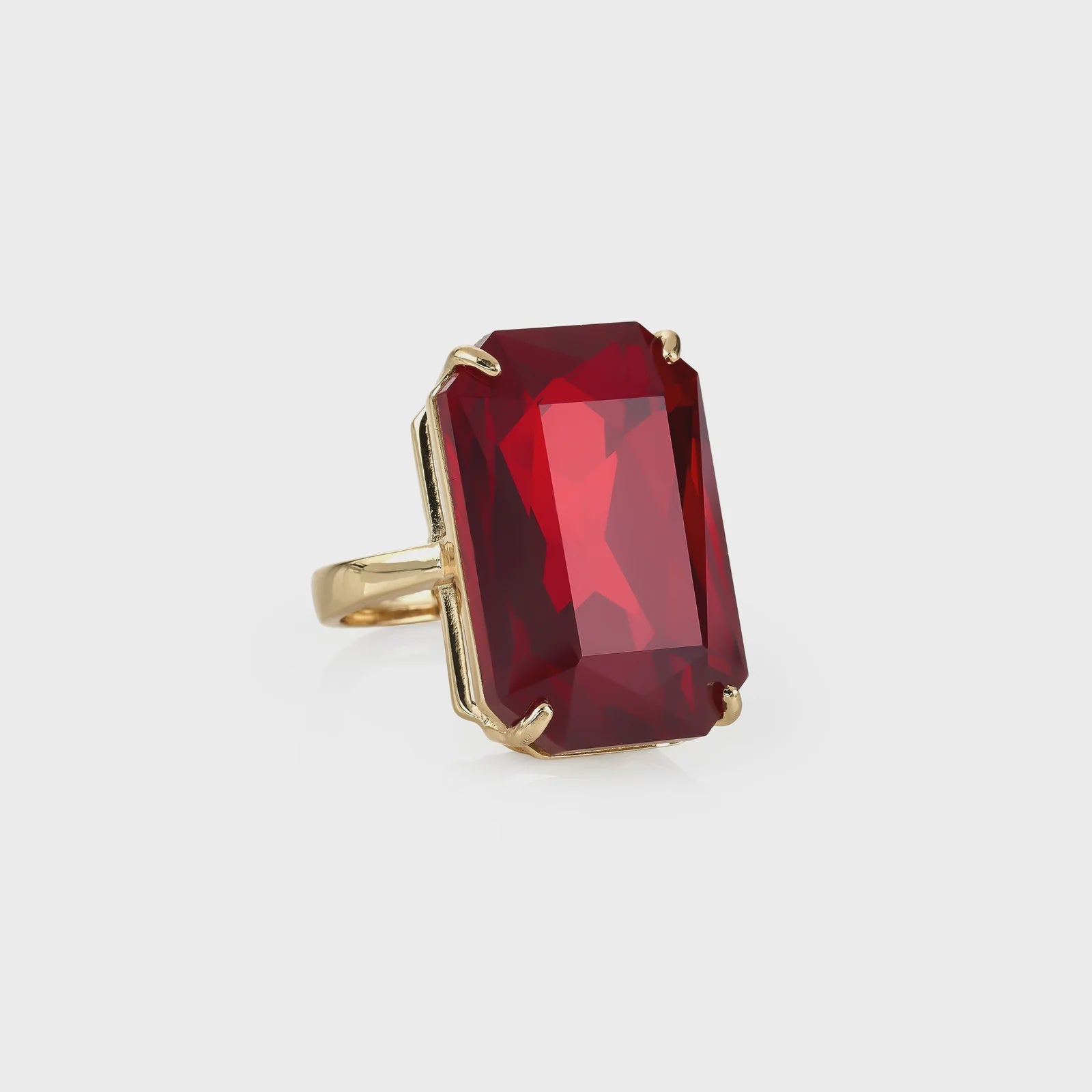 Emerald Cut Ruby Adjustable Ring