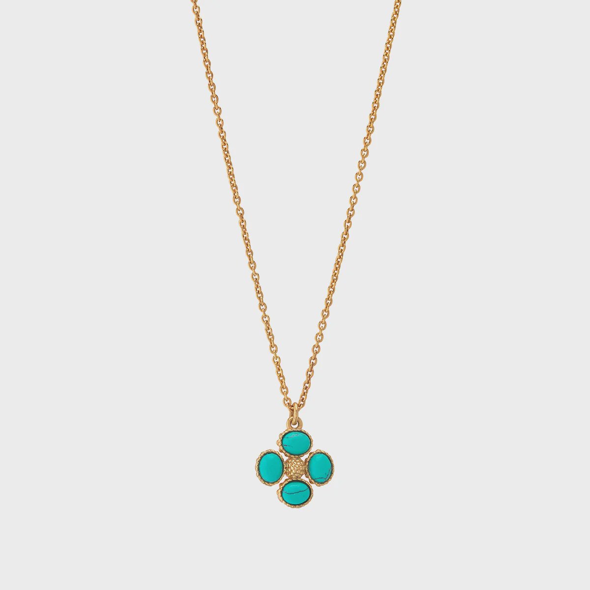 Berry Clover Double Sided Charm Necklace / Turquoise