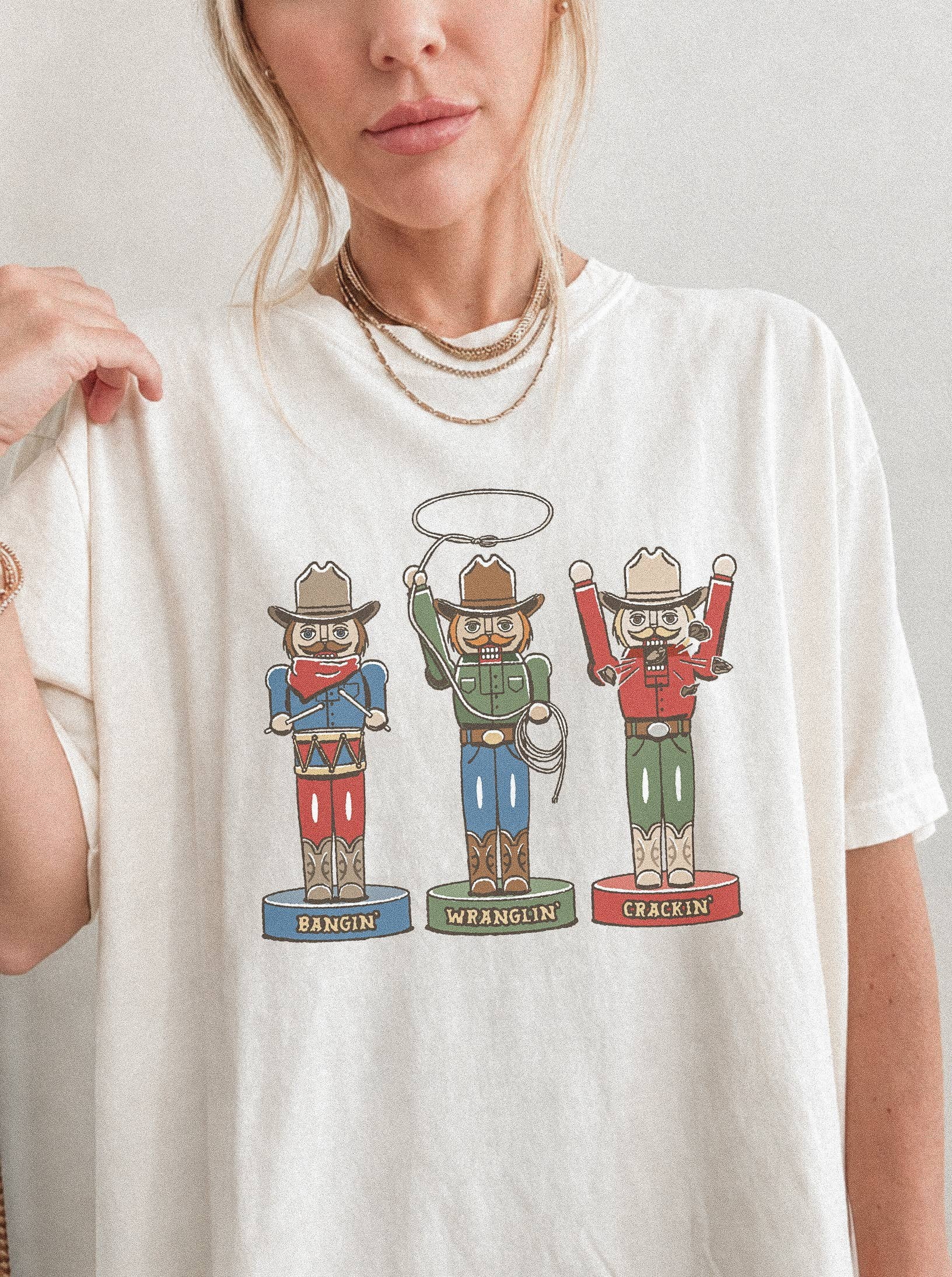 Christmas Cowboy Nutcrackers Tee / Ivory