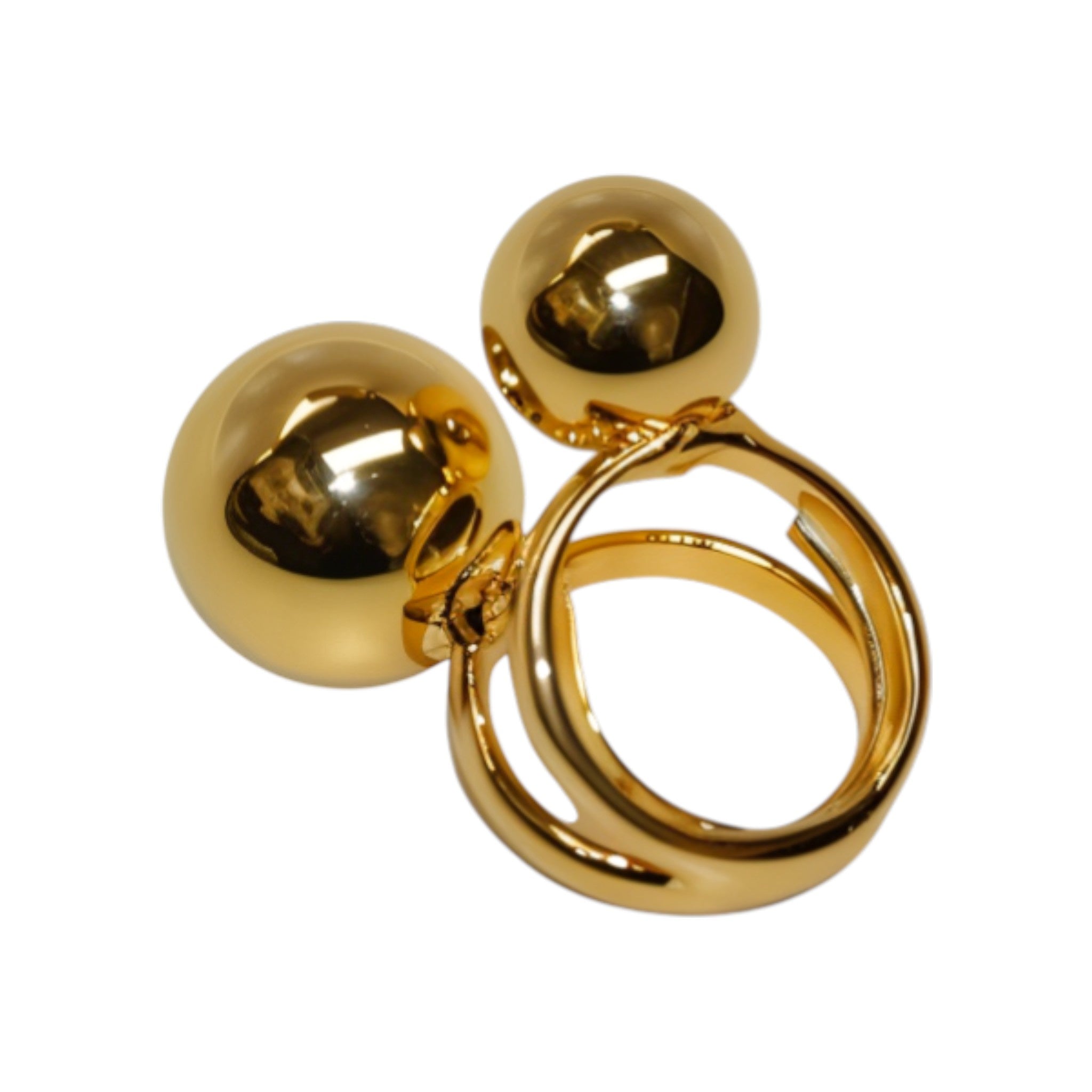 Gold Double Ball Adjustable Ring