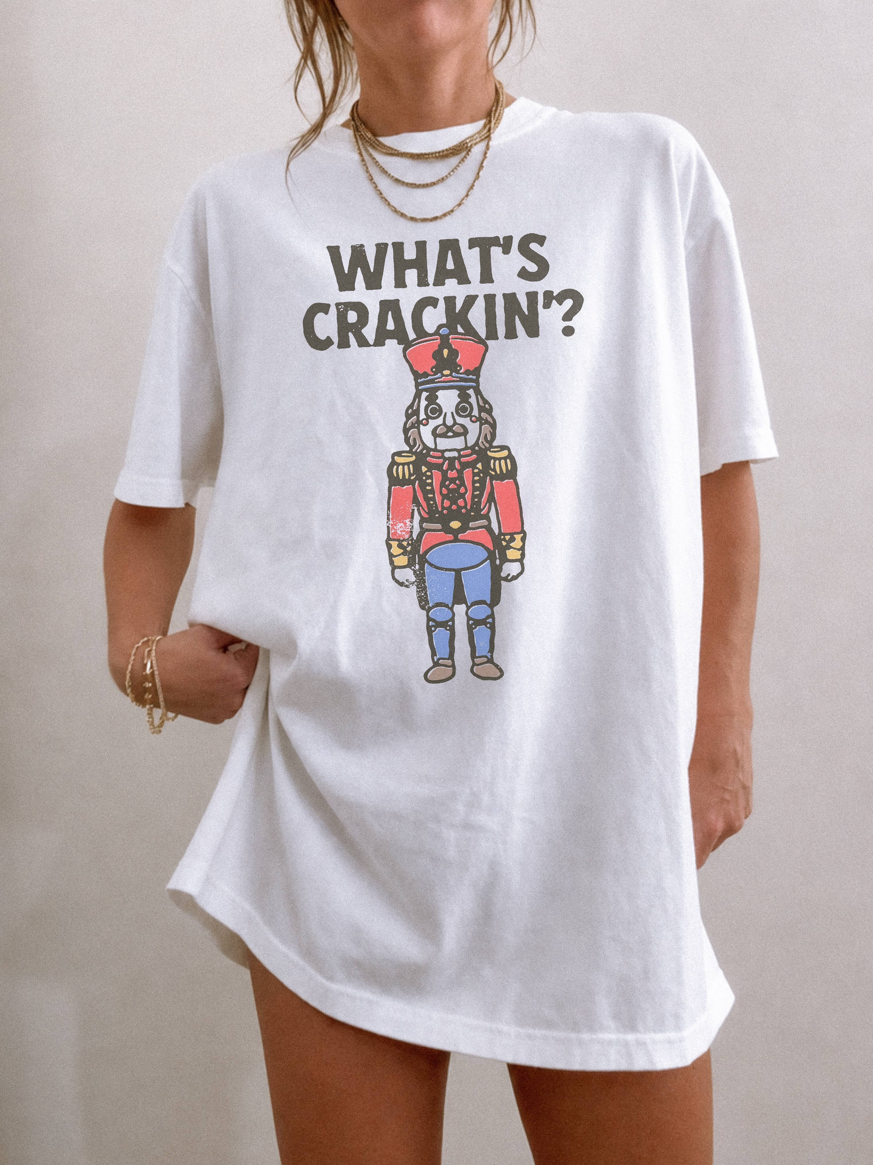What's Crackin? Nutcracker Christmas Tee / White