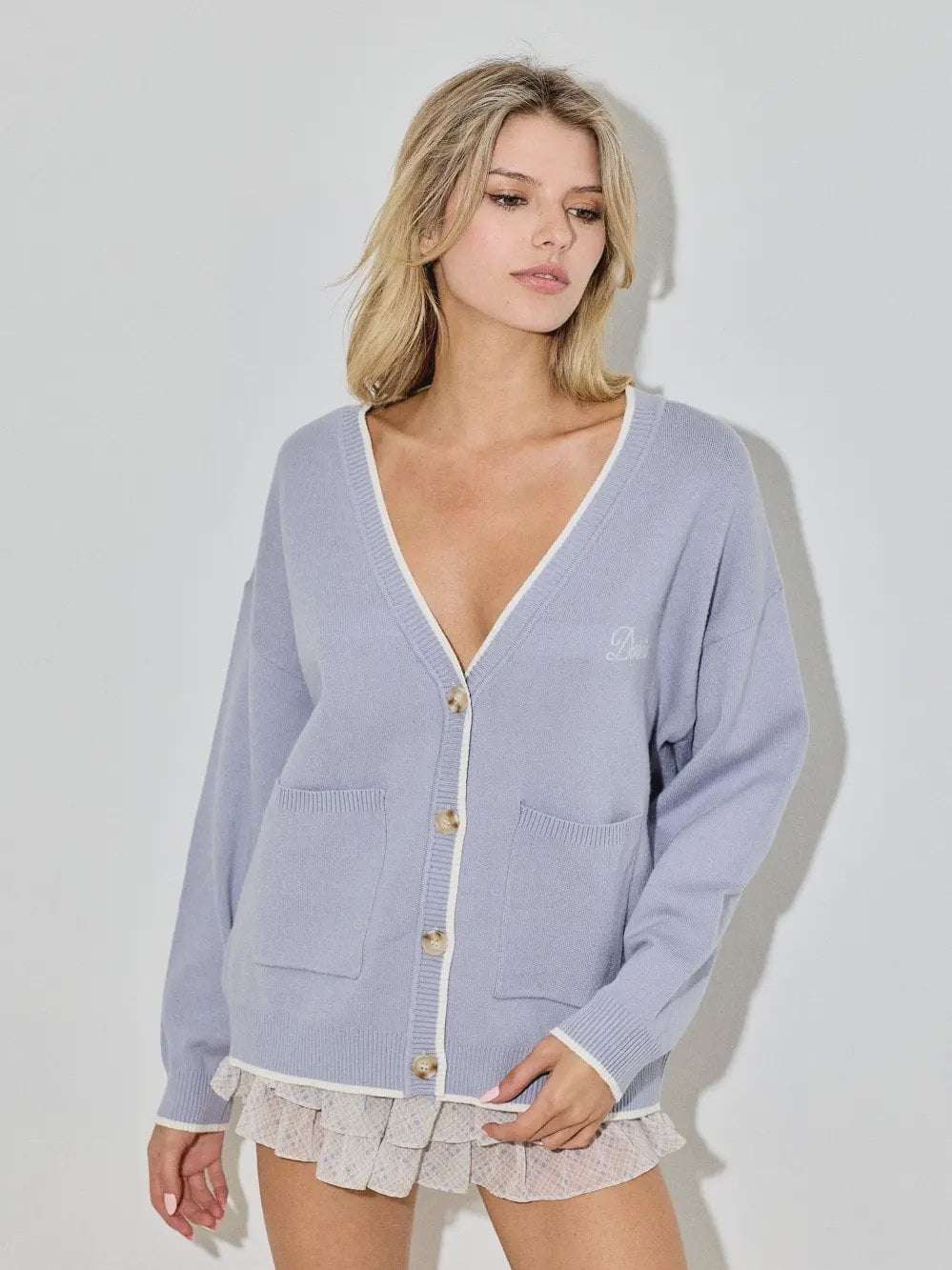 Darlin Puppy Cardigan / Dusty Blue