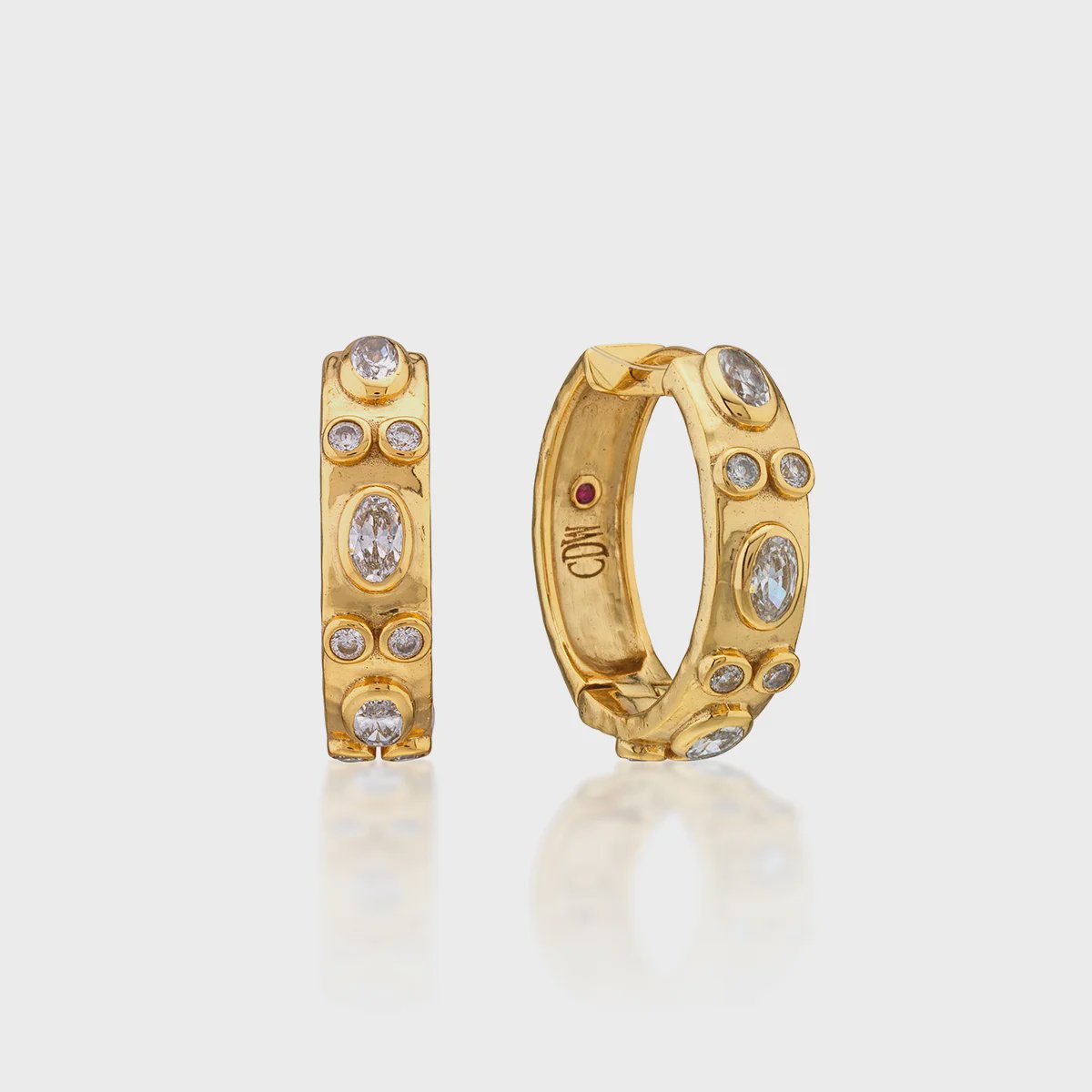 Maharani Huggie Hoop Earrings - Clear Cubic Zirconia