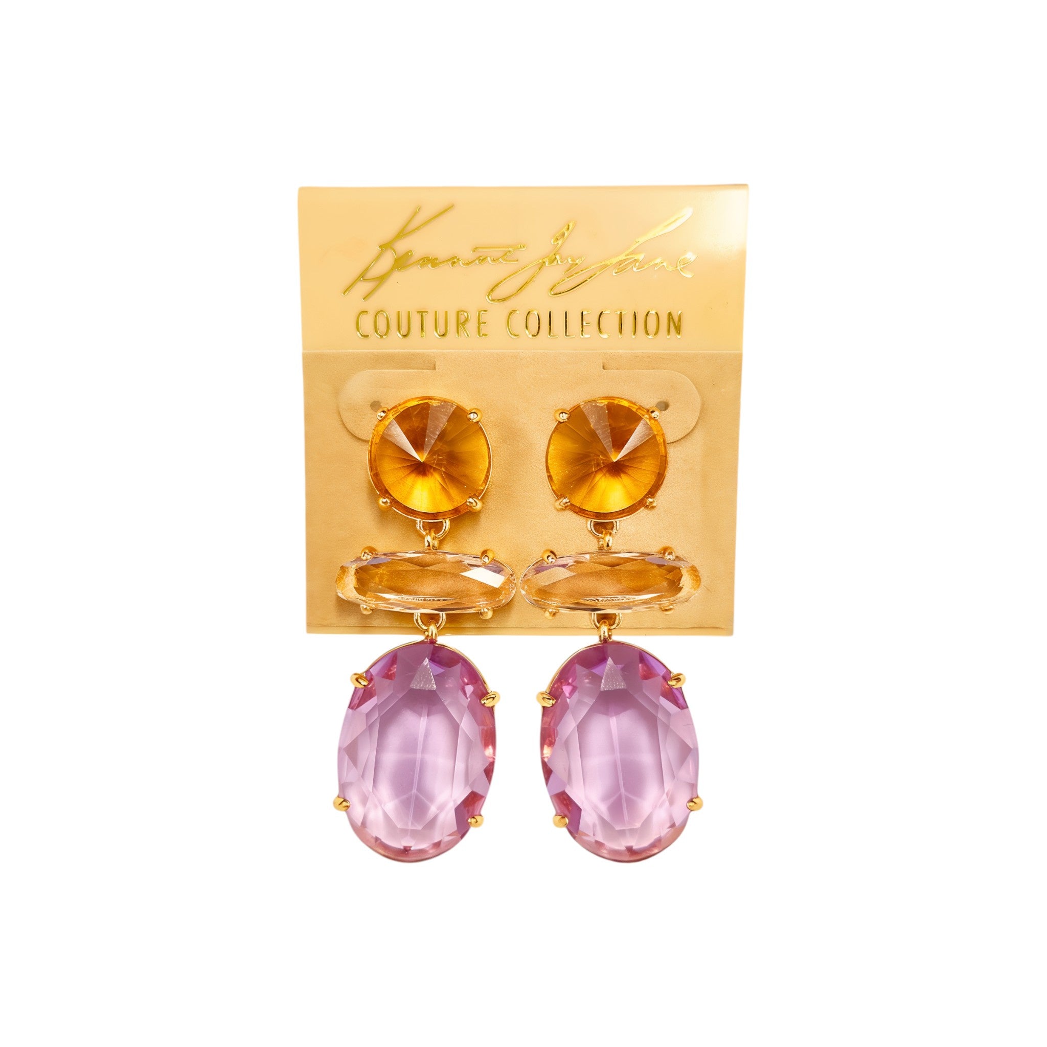 2" Tri-Shape Pink Drop Earring