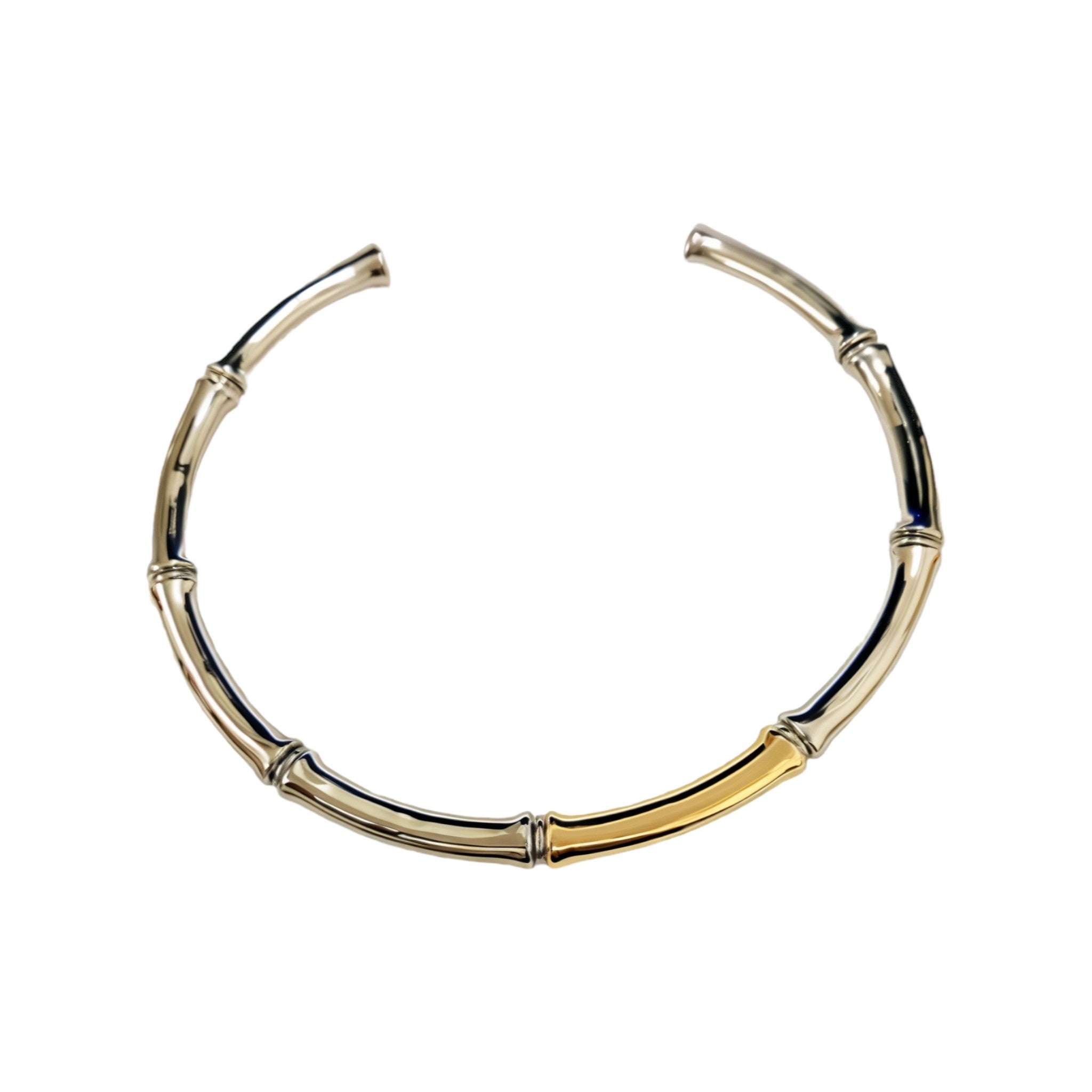 8mm Rhodium & Gold Bamboo Collar Necklace