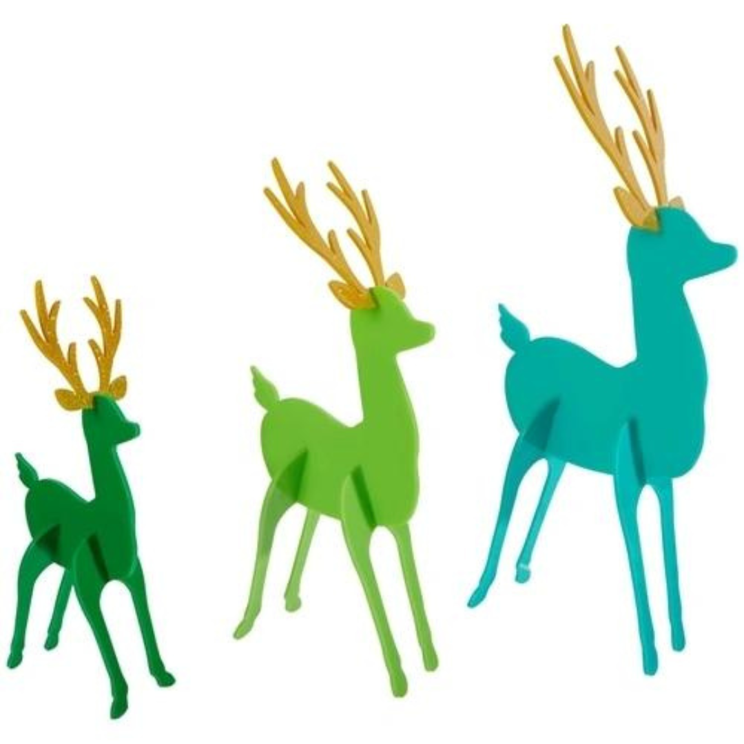 Acrylic Deer / Green, Lime Green & Turquoise