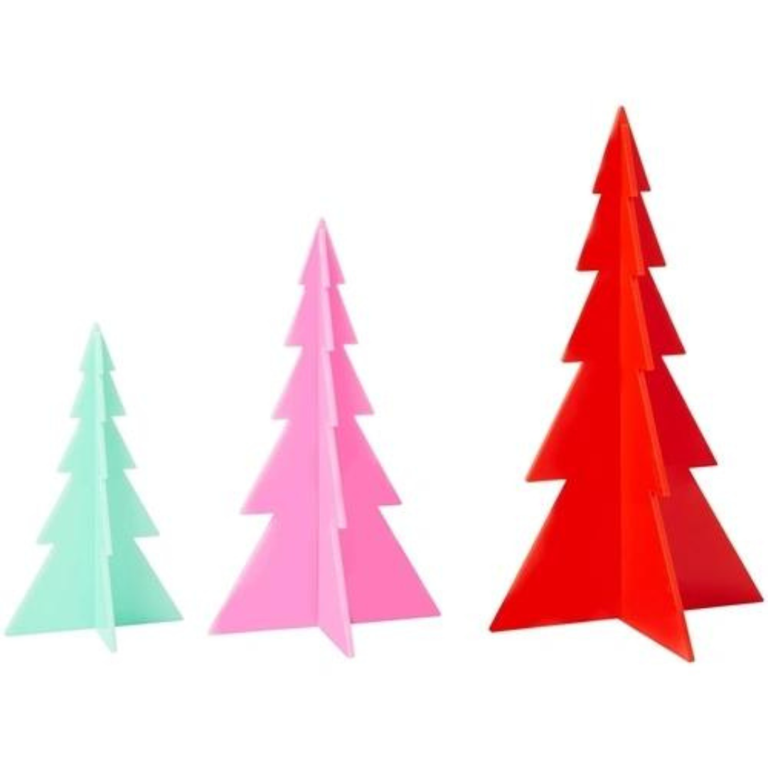 Acrylic Trees / Mint, Pink & Red