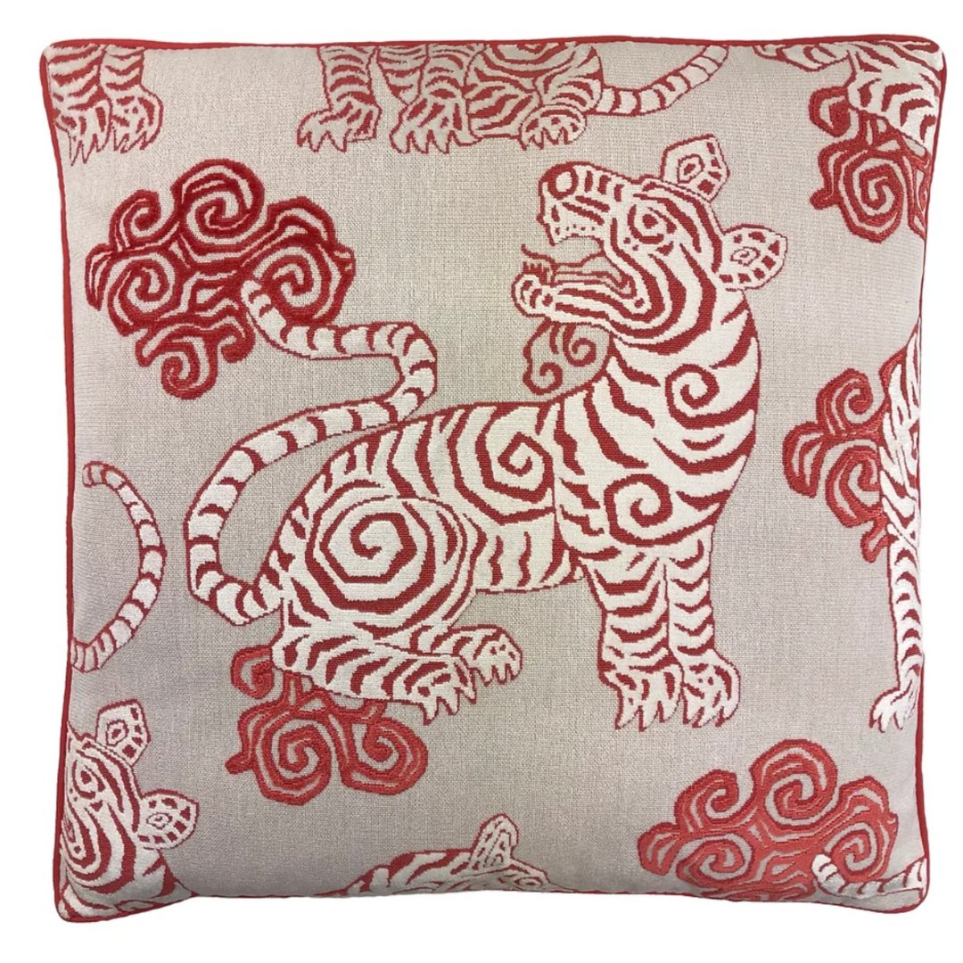 Akbar Pillow, Coral Velvet 16" x 24"