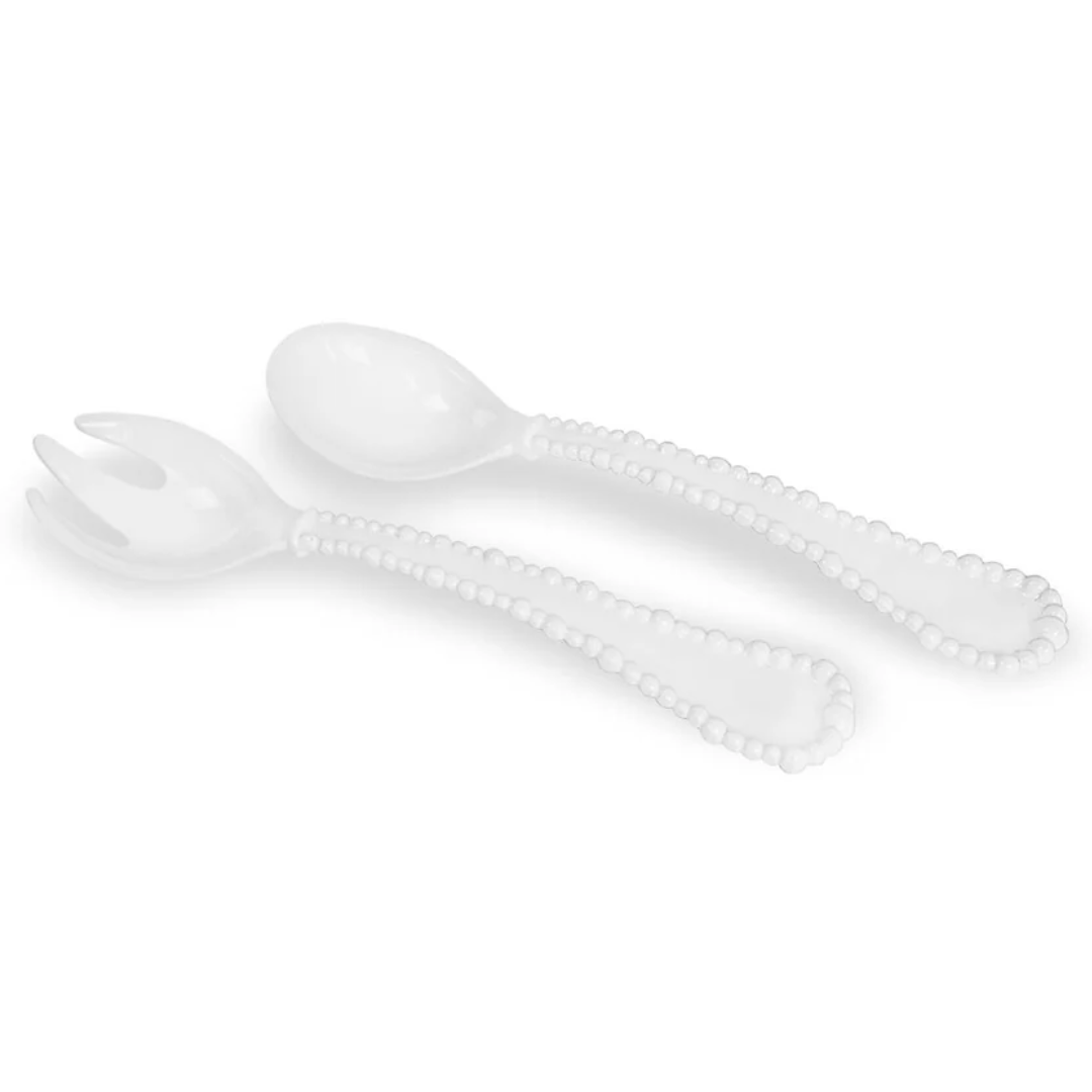 Alegria Large Salad Servers, White