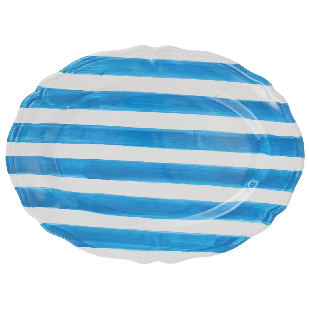 Amalfitina Stripe - Oval Platter, Aqua