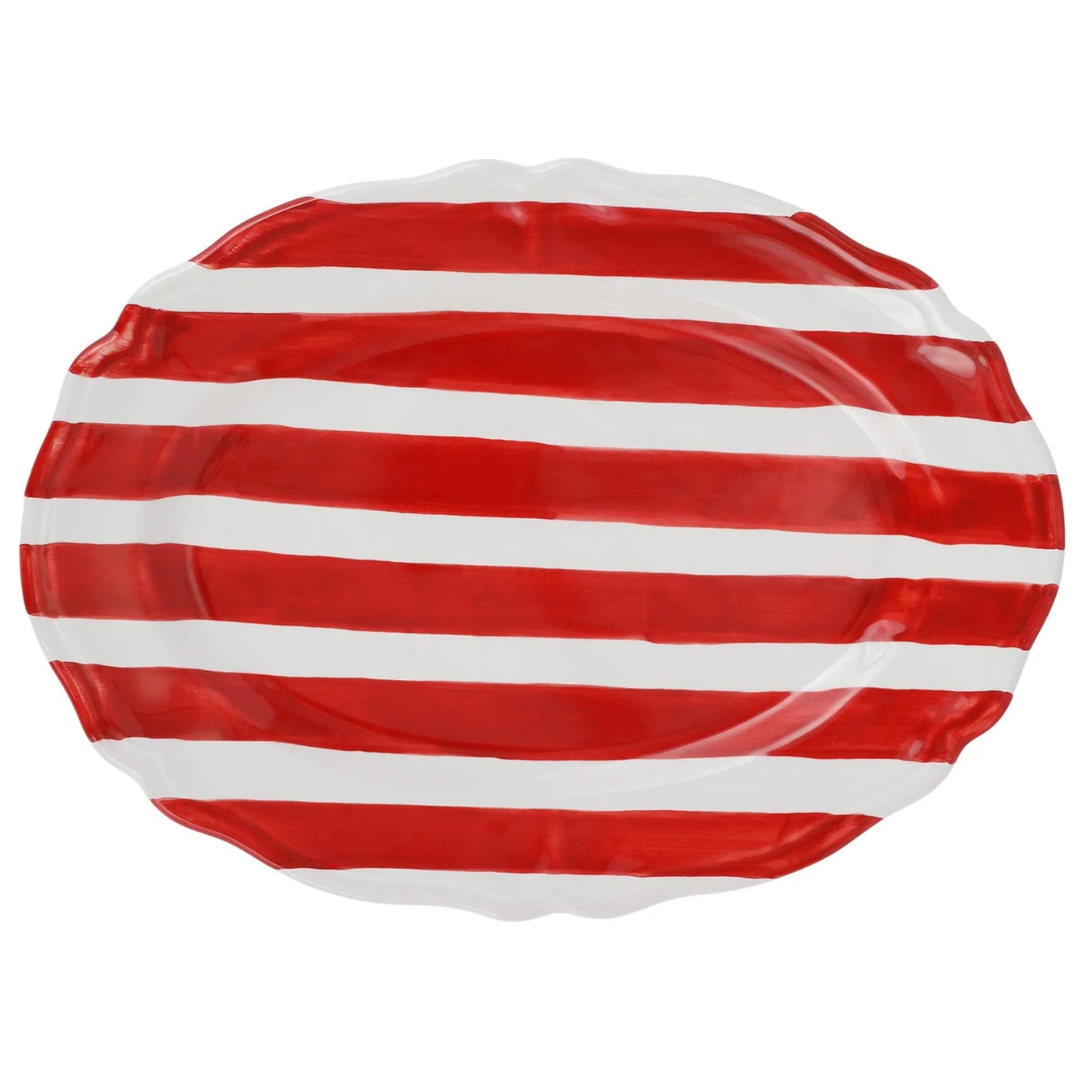 Amalfitina Stripe - Oval Platter, Red