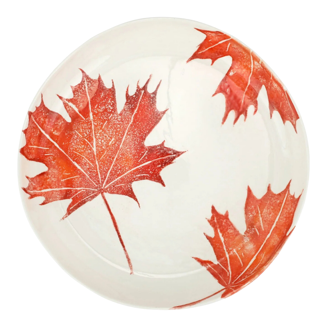 Autunno- Maple Leaves Round Shallow Bowl