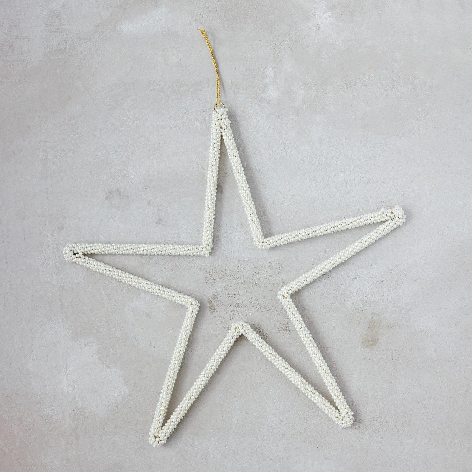 Oversized Metal & Faux Pearl Beaded Star Ornament