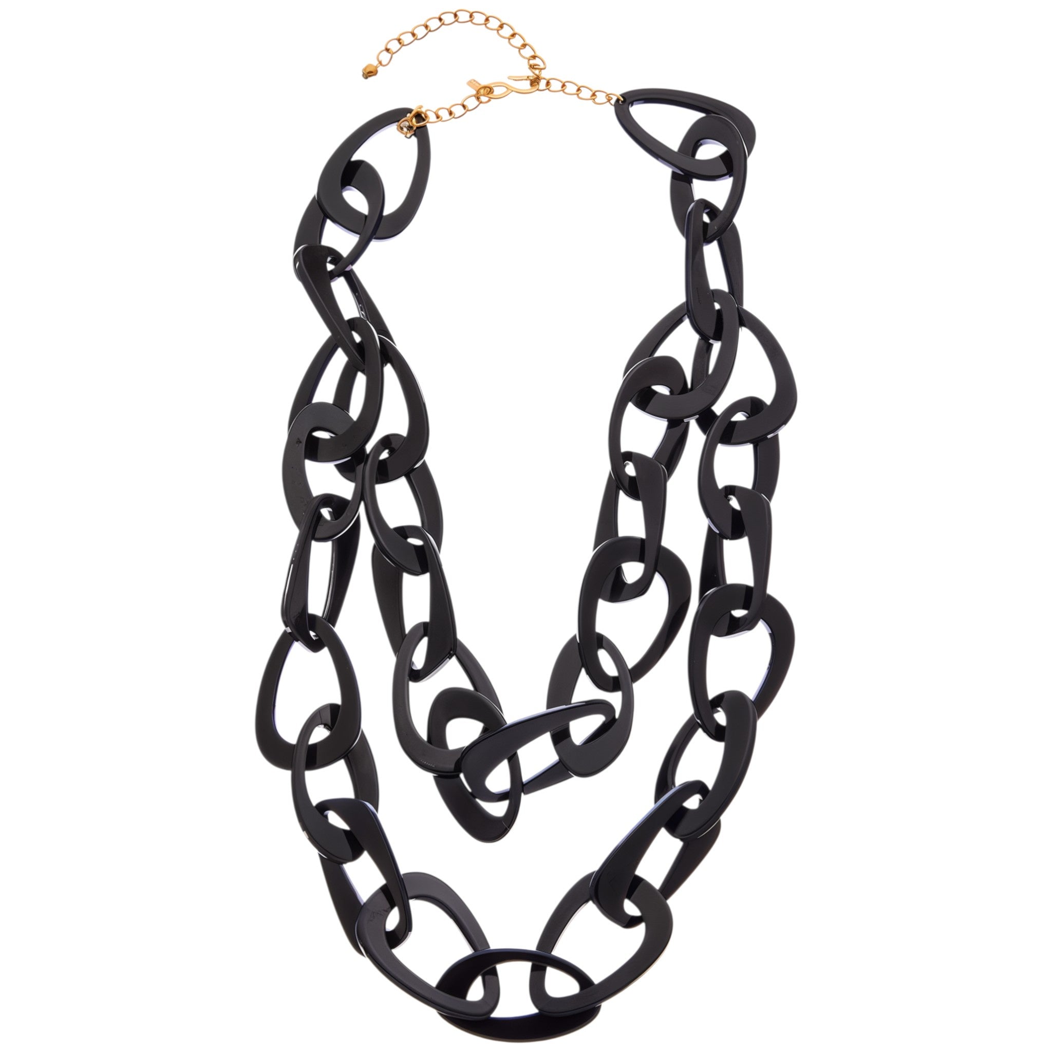 26" 2-Row Black Resin Link Necklace