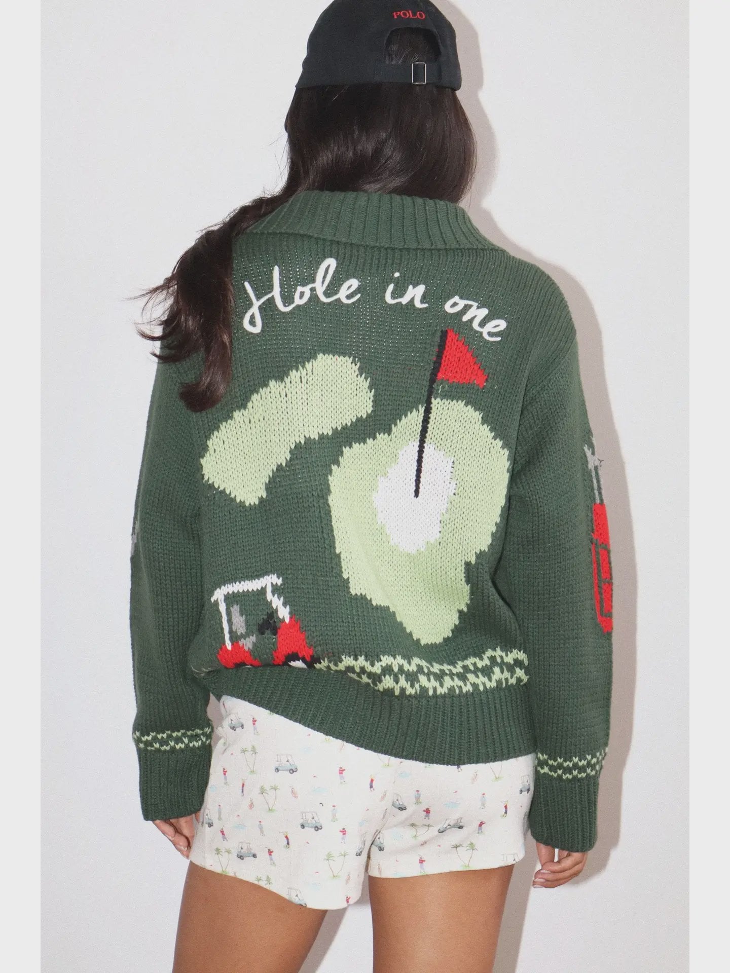 Hole In One Intarsia Zip Sweater