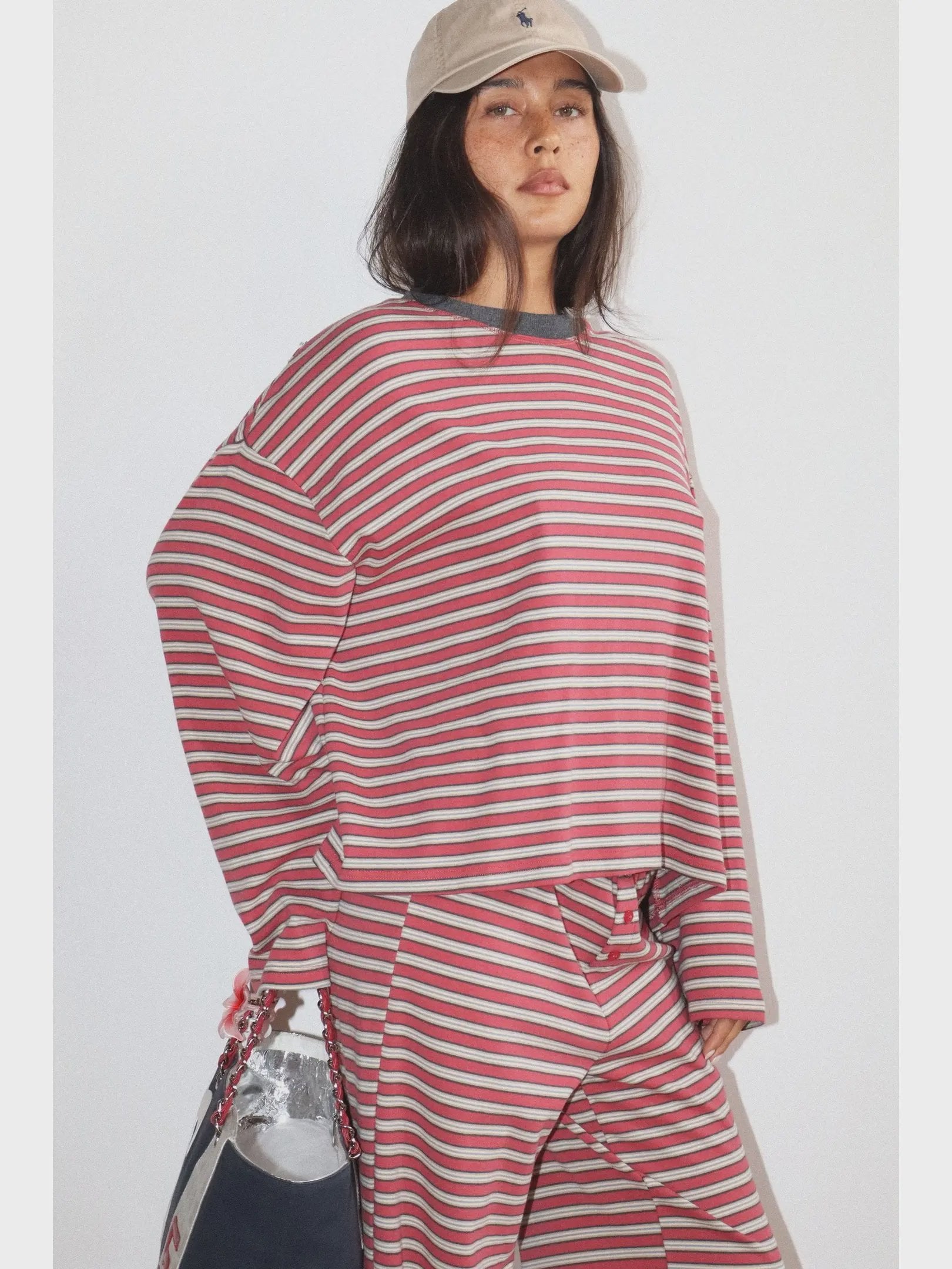 Striped Long Sleeve Top / Red Combo