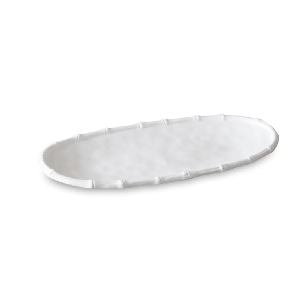 Bamboo Medium Oval Platter, White