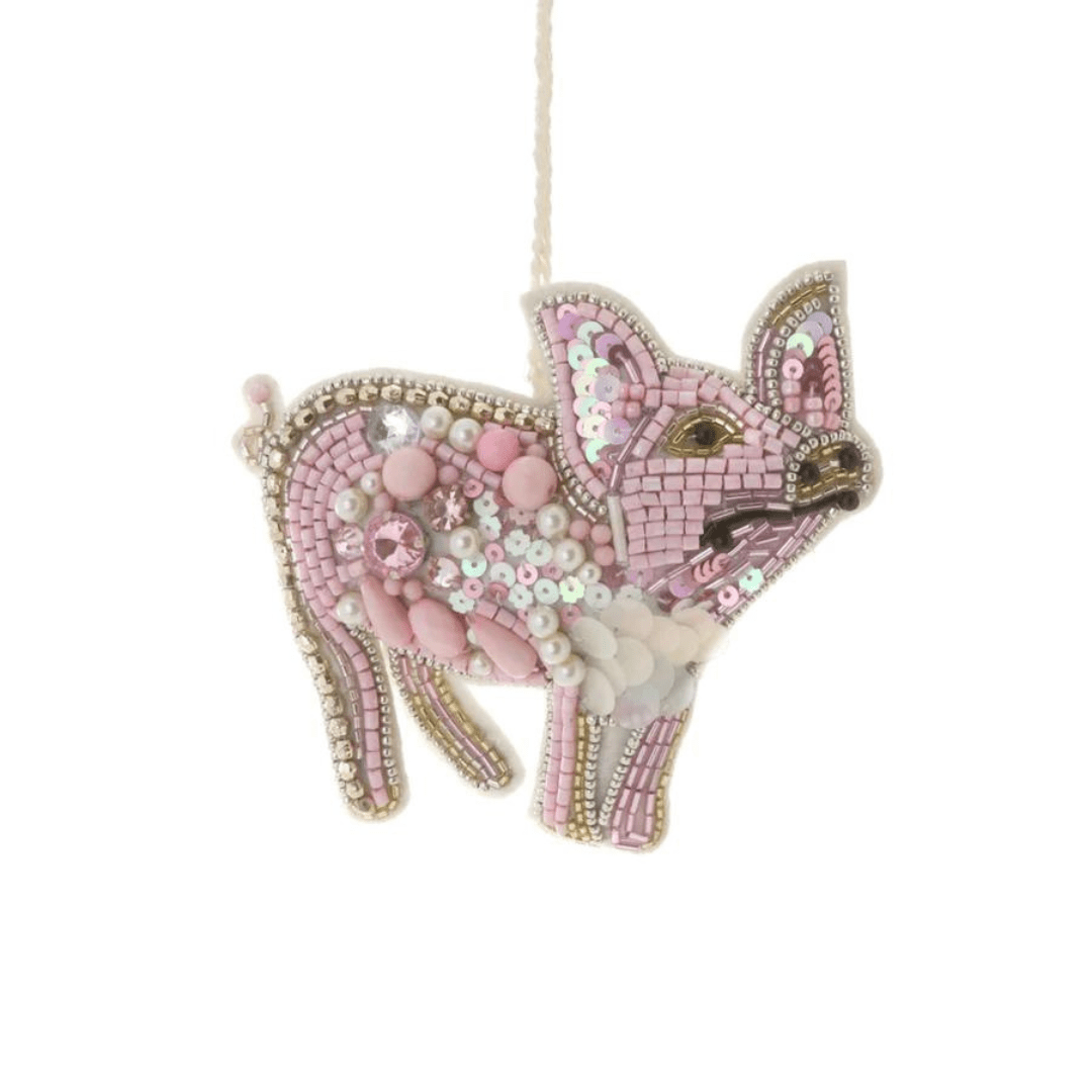 Beaded Pig Ornament