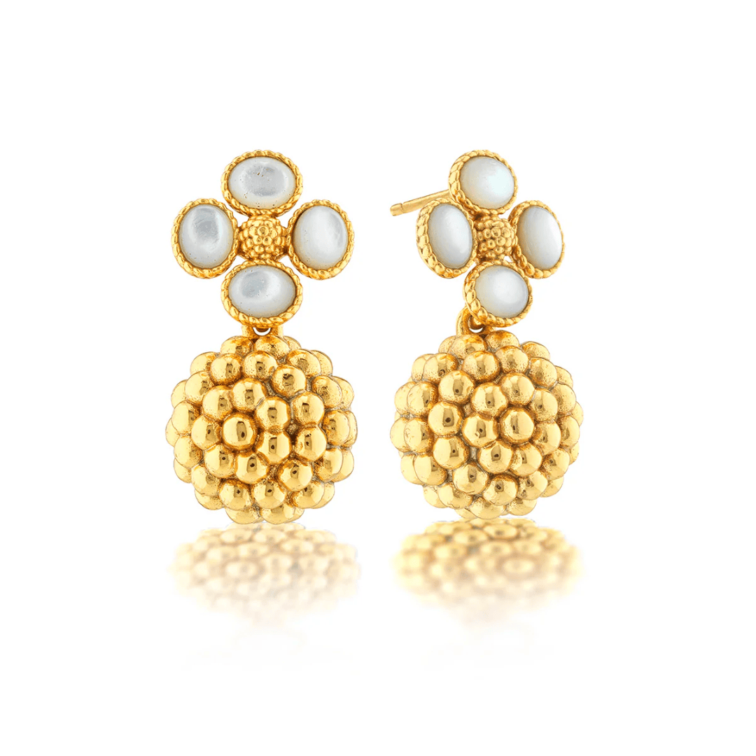 Berry Clover Drop Earrings - Mother of Pearl