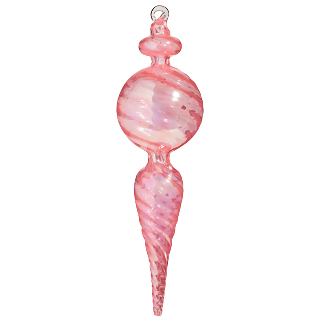 PRE-ORDER Blown Glass Finial Ornament, Pink