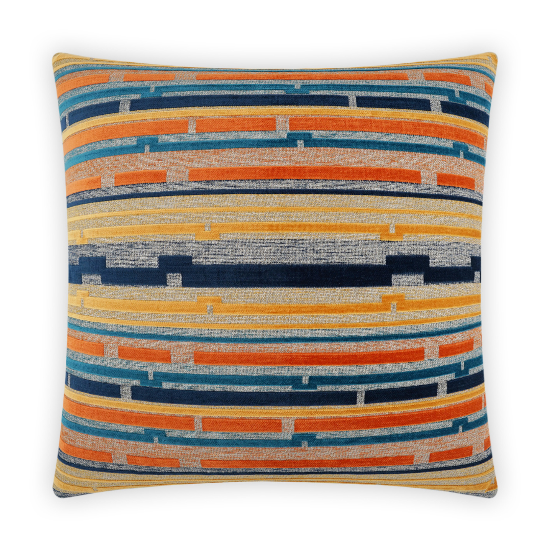 Blue, Orange & Yellow Color Block Pillow