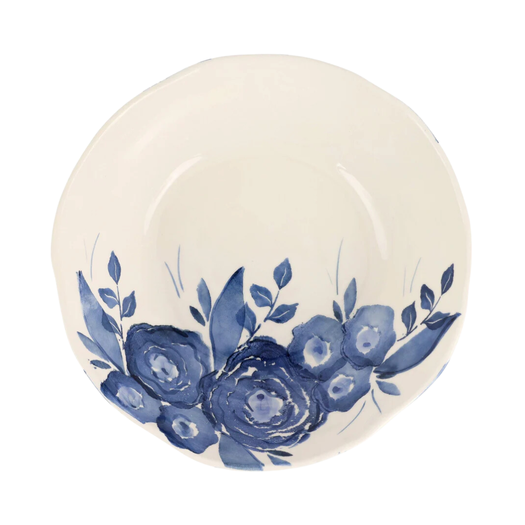 Blue Camellia - Shallow Serving Bowl