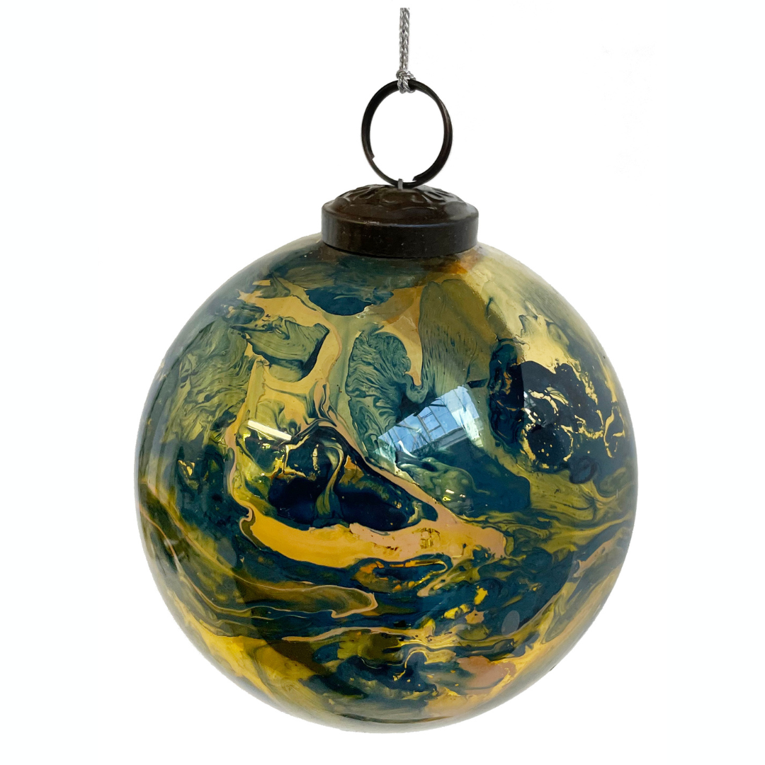 Blue/Gold Marble Ornament