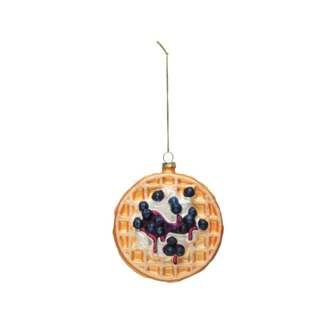 Blueberry Waffle Ornament w/ Glitter