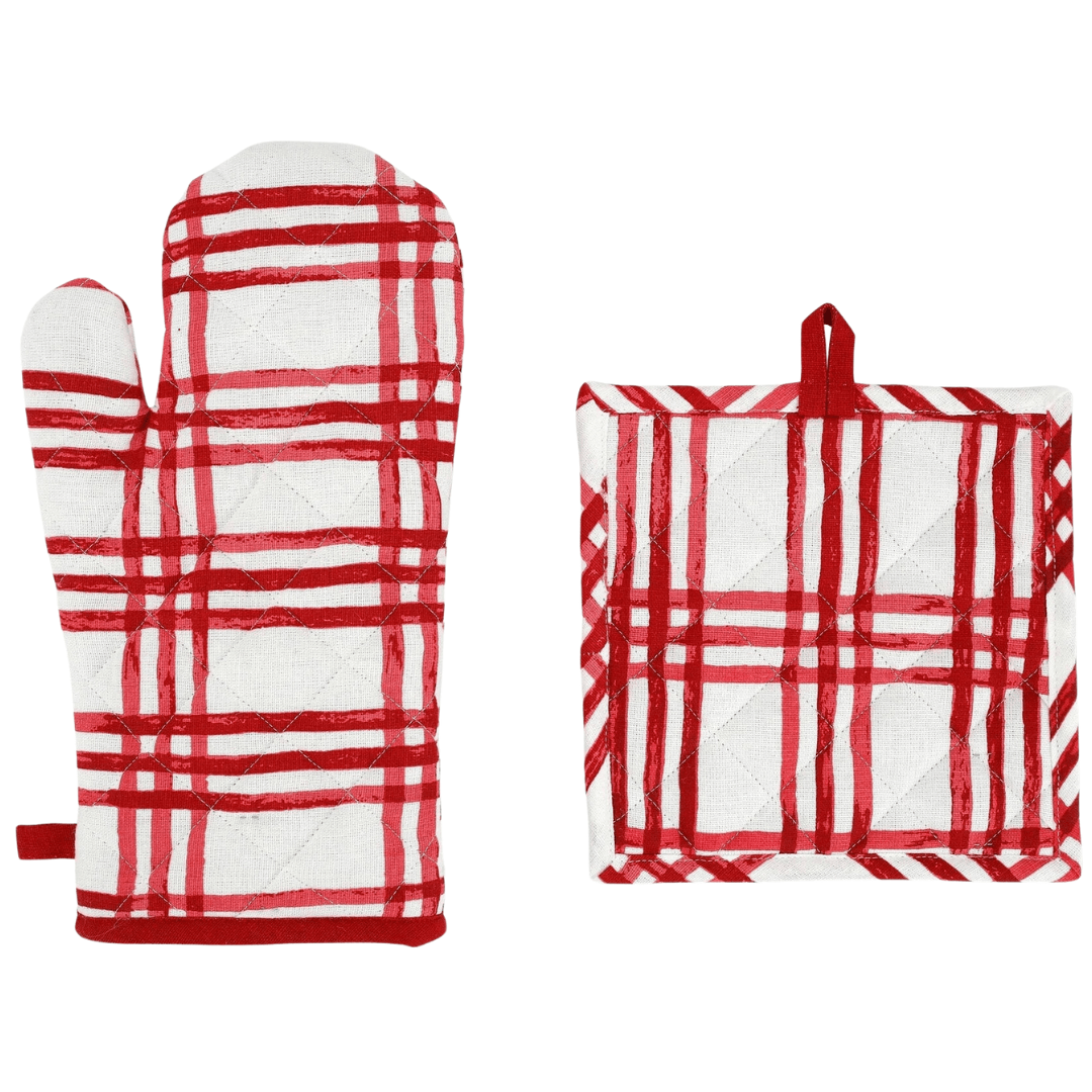 Bohemian Linens, Holiday, Red - Oven Mitt & Potholder