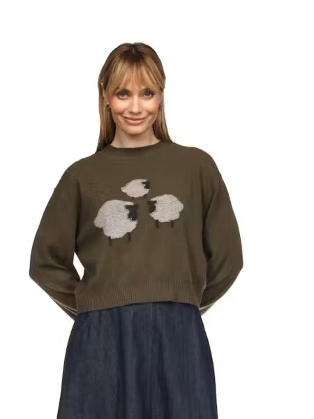 Herdwick Crew / Flower Coffee White Grey Green Black
