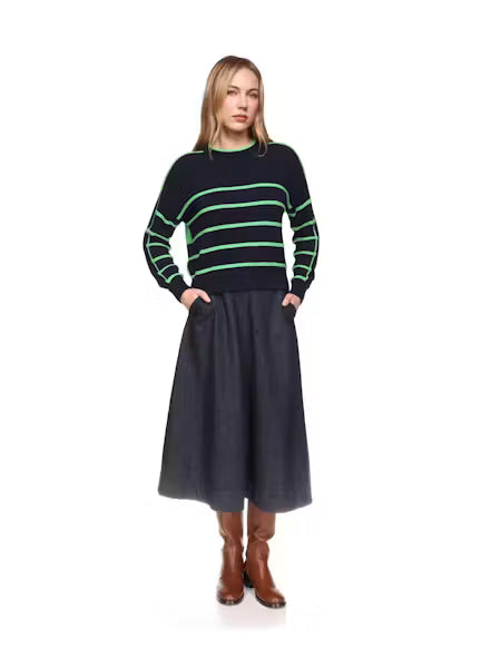 Links Stripe Crew / Patriot Navy Cool Girl Green