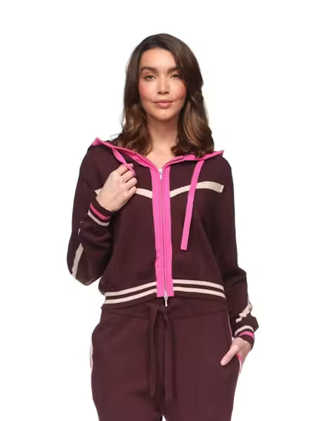 Sporty Stripe Up Hoodie / Cocoa Wild Orchid Sandshell