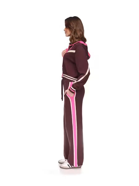 Sporty Stripe Up Wide Leg Pant / Wild Orchid Sandshell