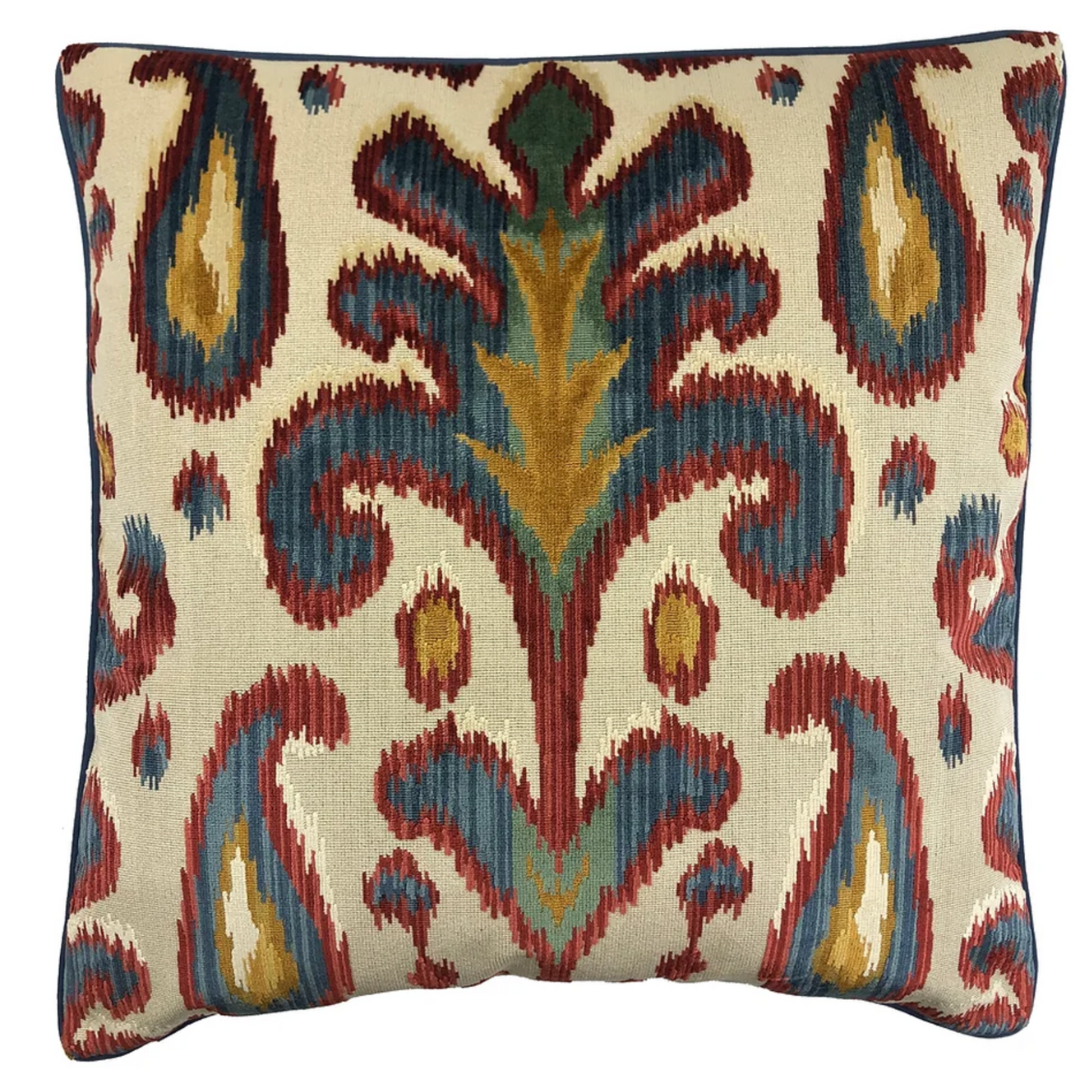 Bronwen Pillow, Red Blue Woven 22"