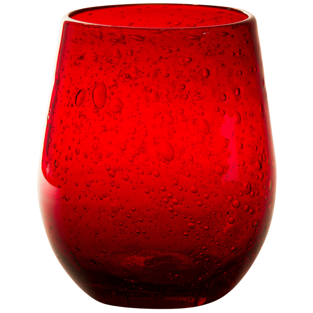 Bubble Glass Stemless Wine Glass, Red